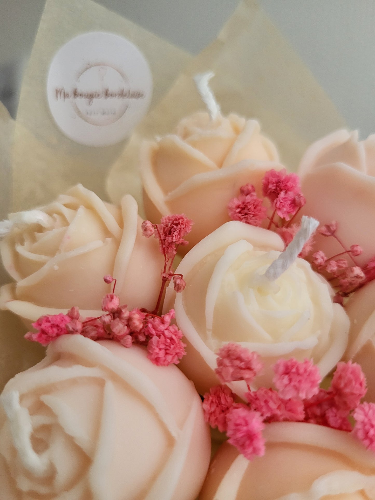 Bouquet 7 roses en bougies