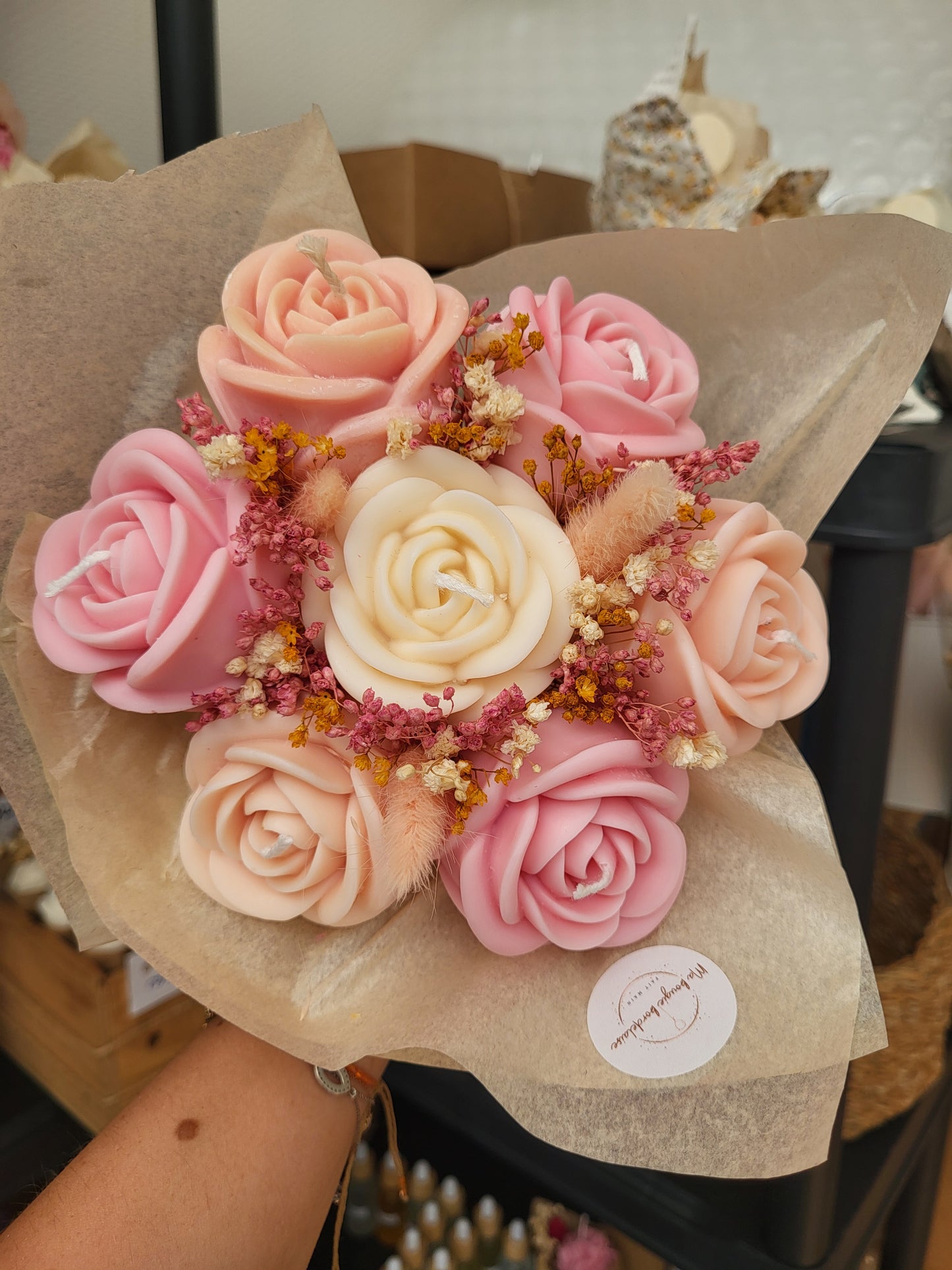 Bouquet de roses en bougies