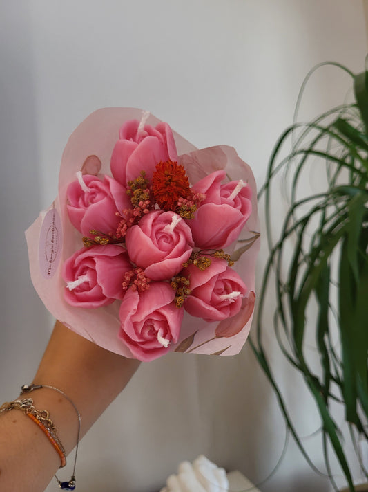 Bouquet bougies 7 tulipes