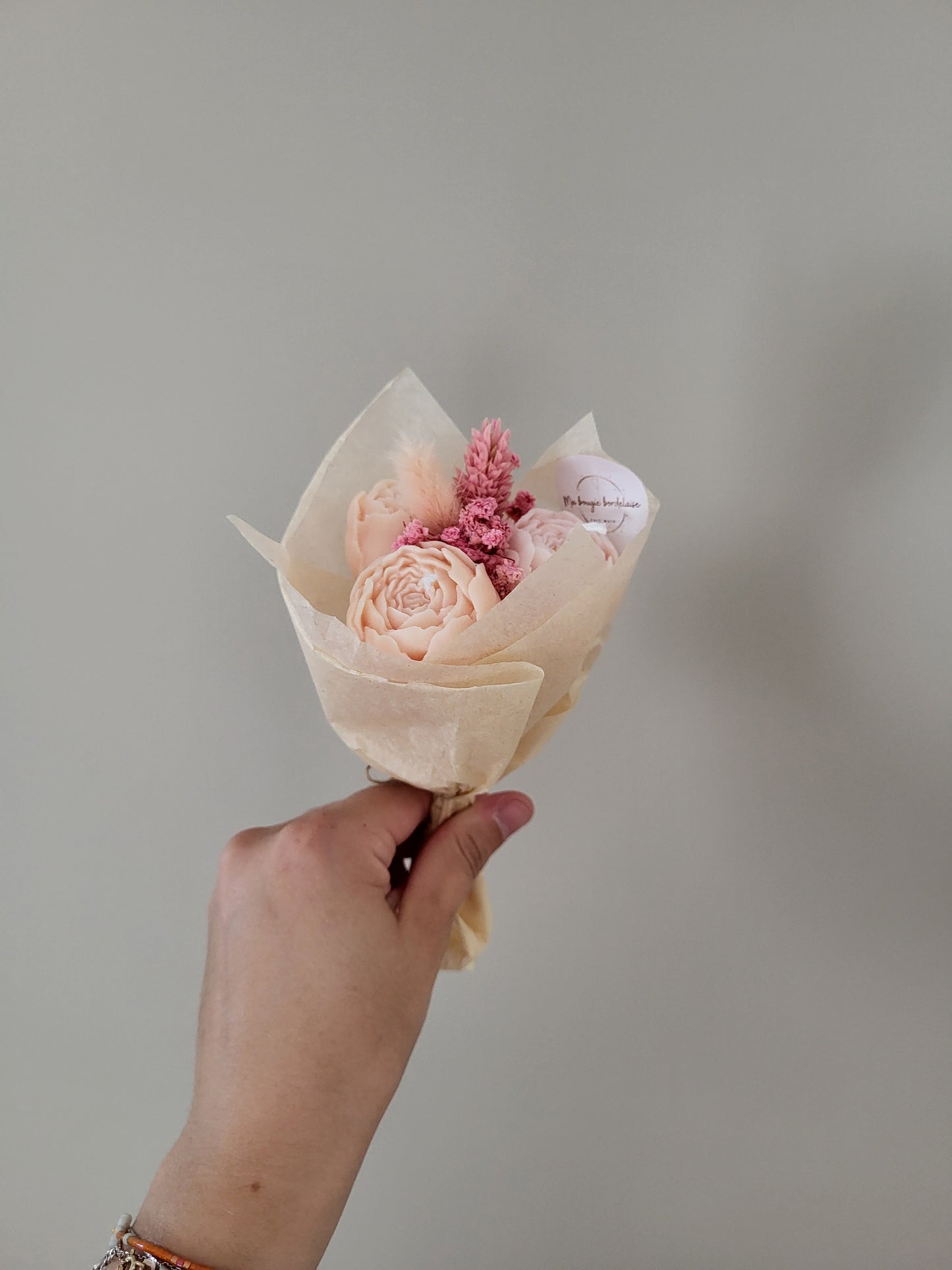 Bouquet de 3 pivoines en bougies
