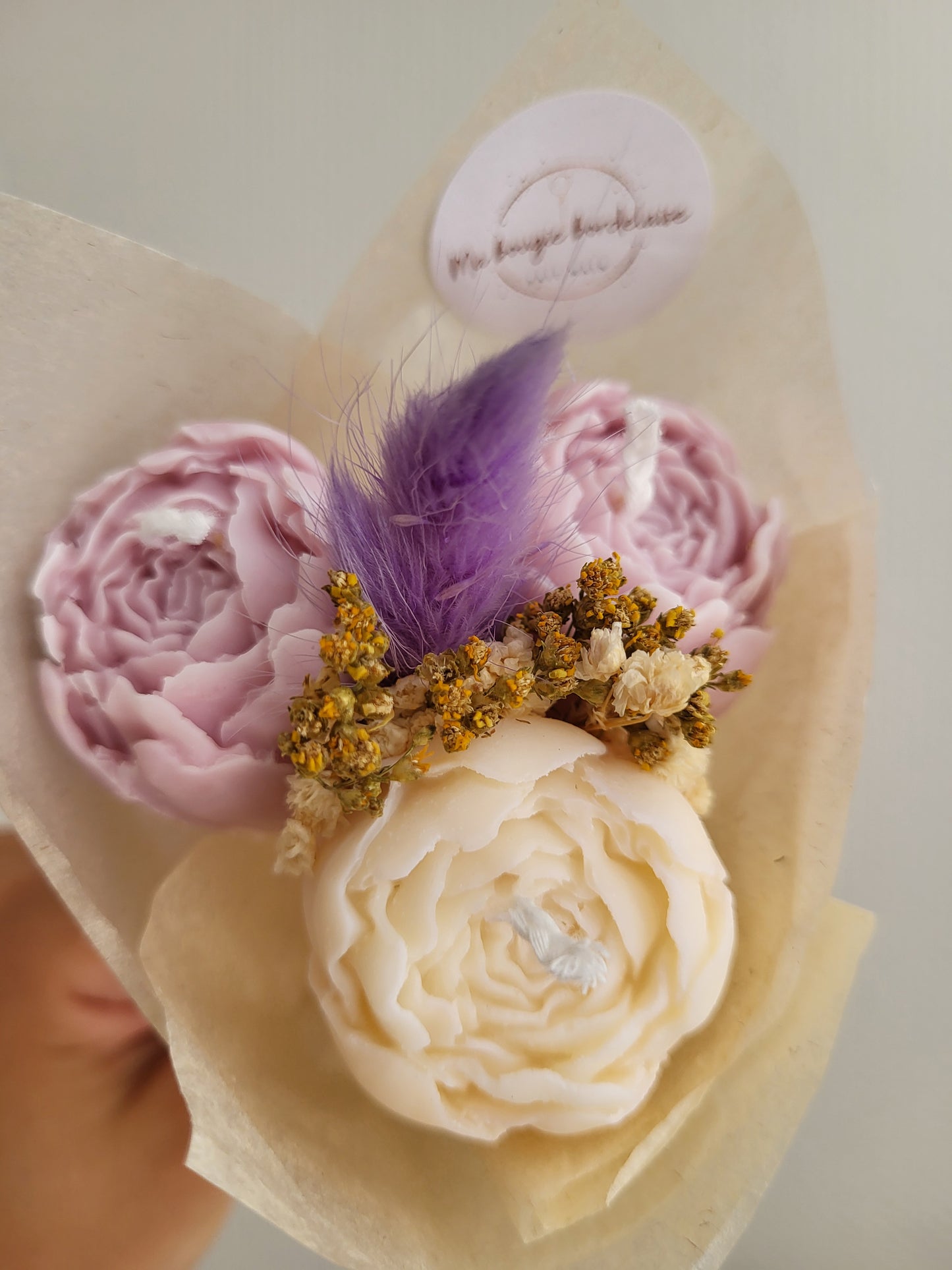 Bouquet de 3 pivoines en bougies