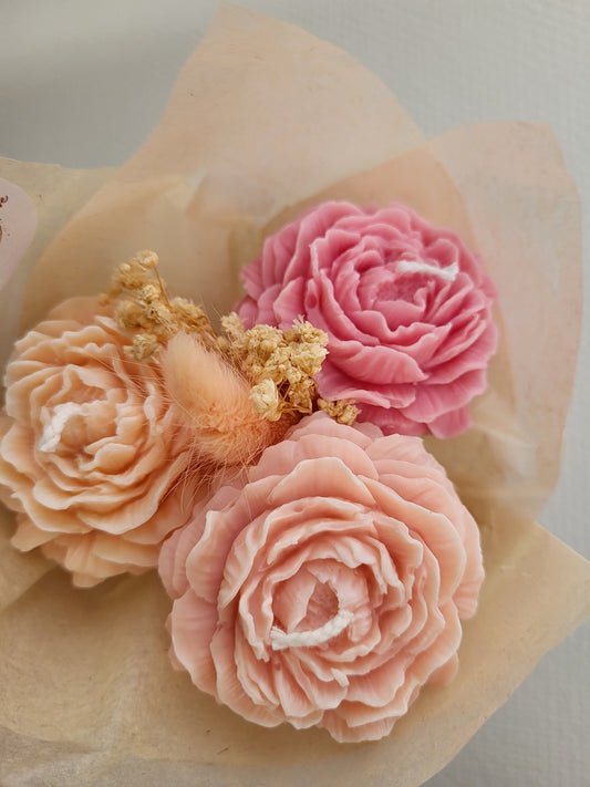 Bouquet bougies pivoines