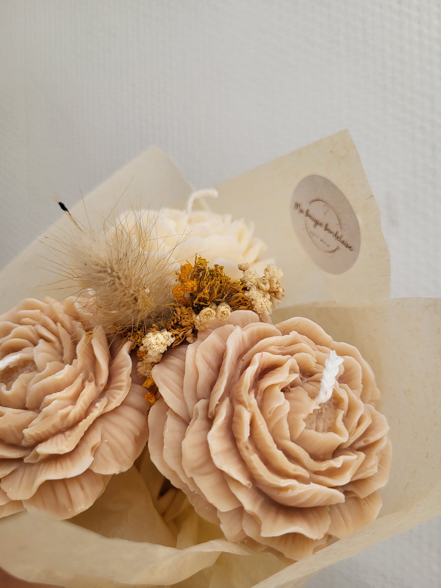 Bouquet en bougie 3 pivoines