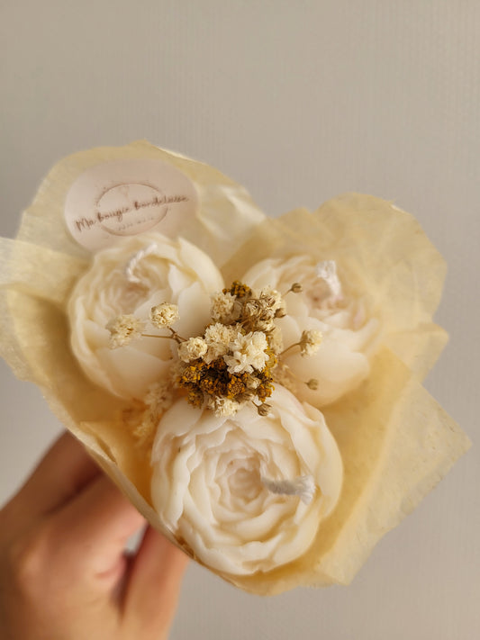 Bouquet en bougies trio pivoines