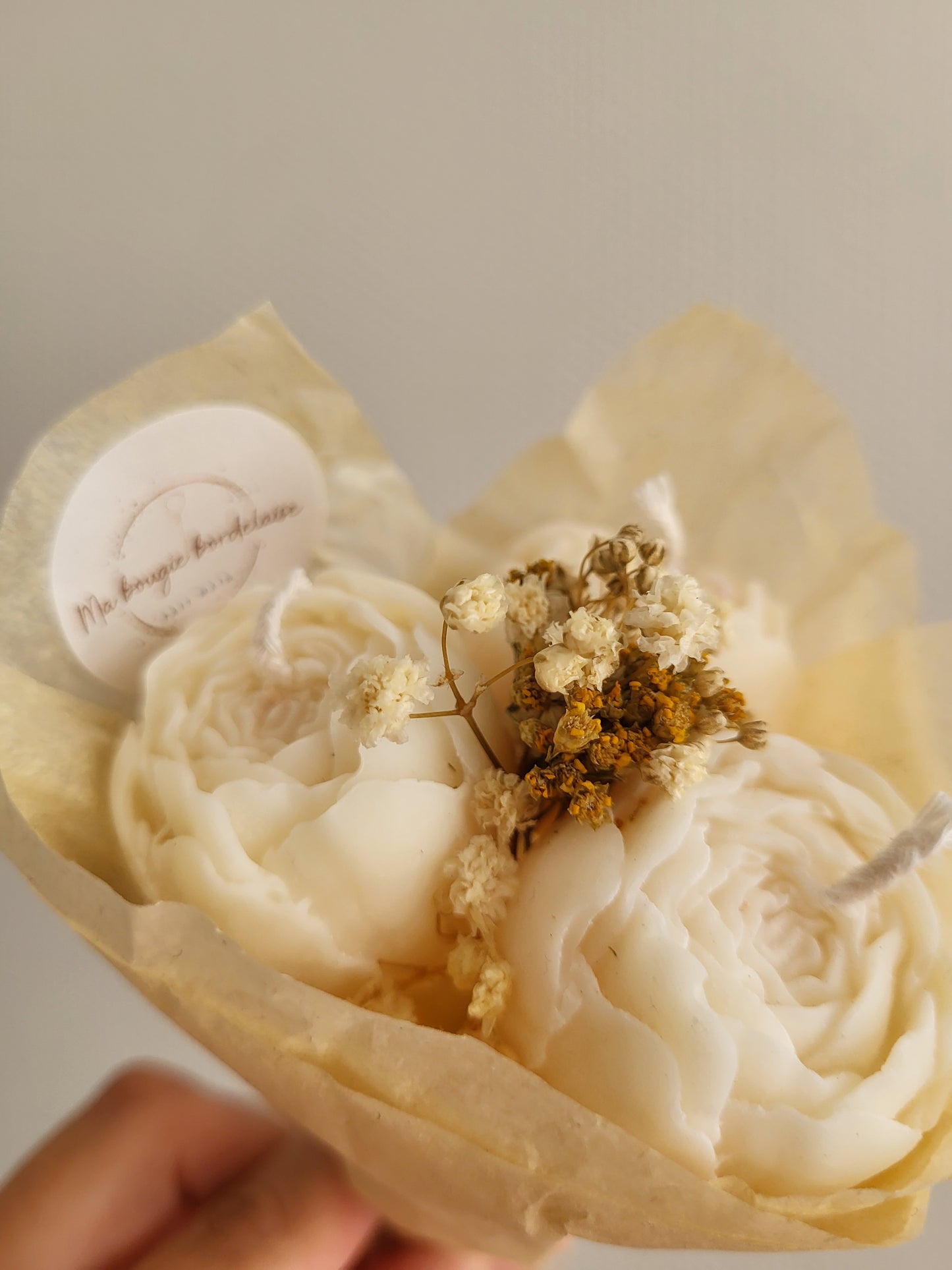Bouquet en bougies trio pivoines