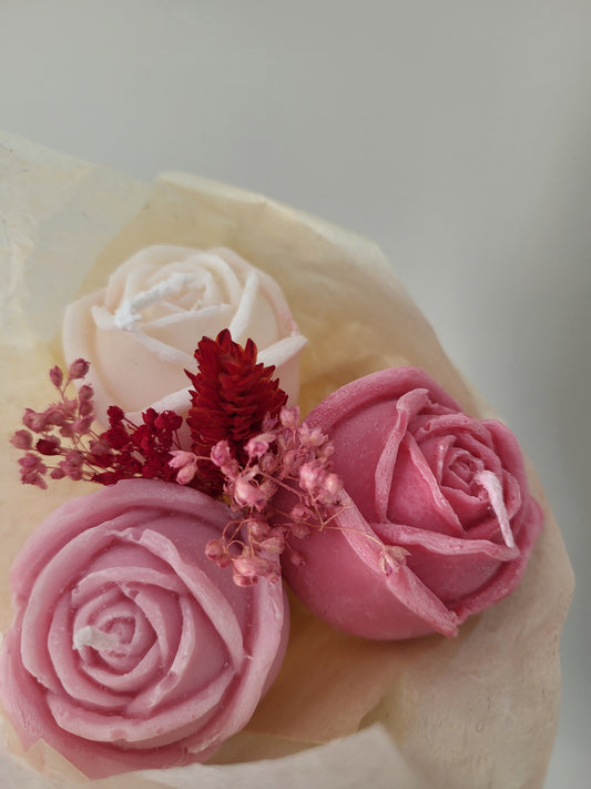 Bouquet en bougie 3 roses