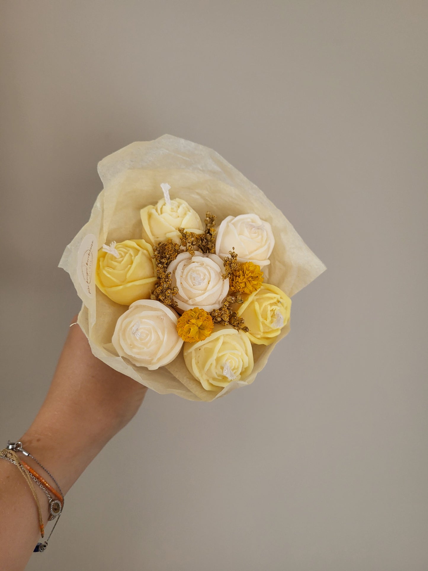 Bouquet 7 roses en bougies