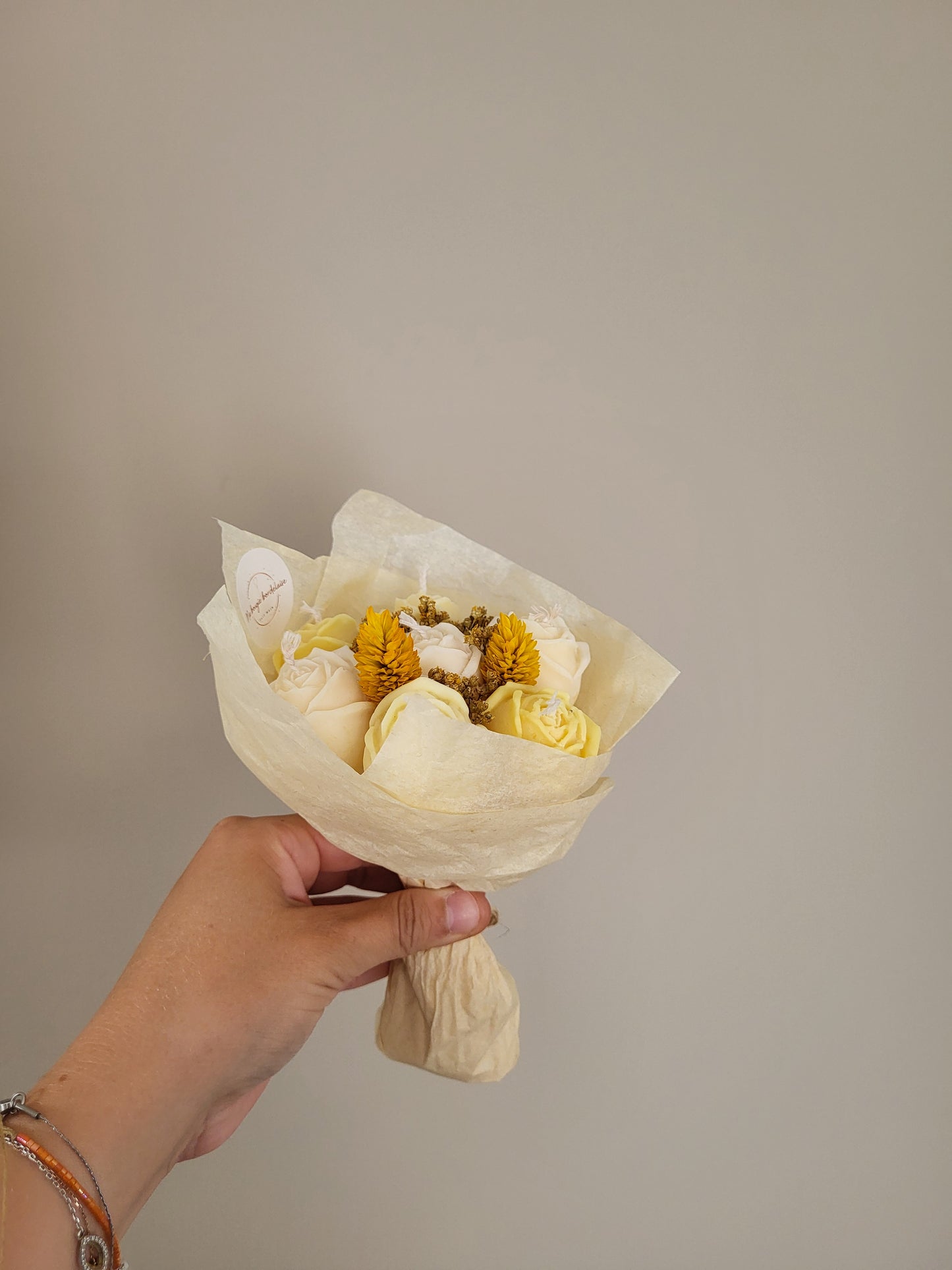 Bouquet 7 roses en bougies