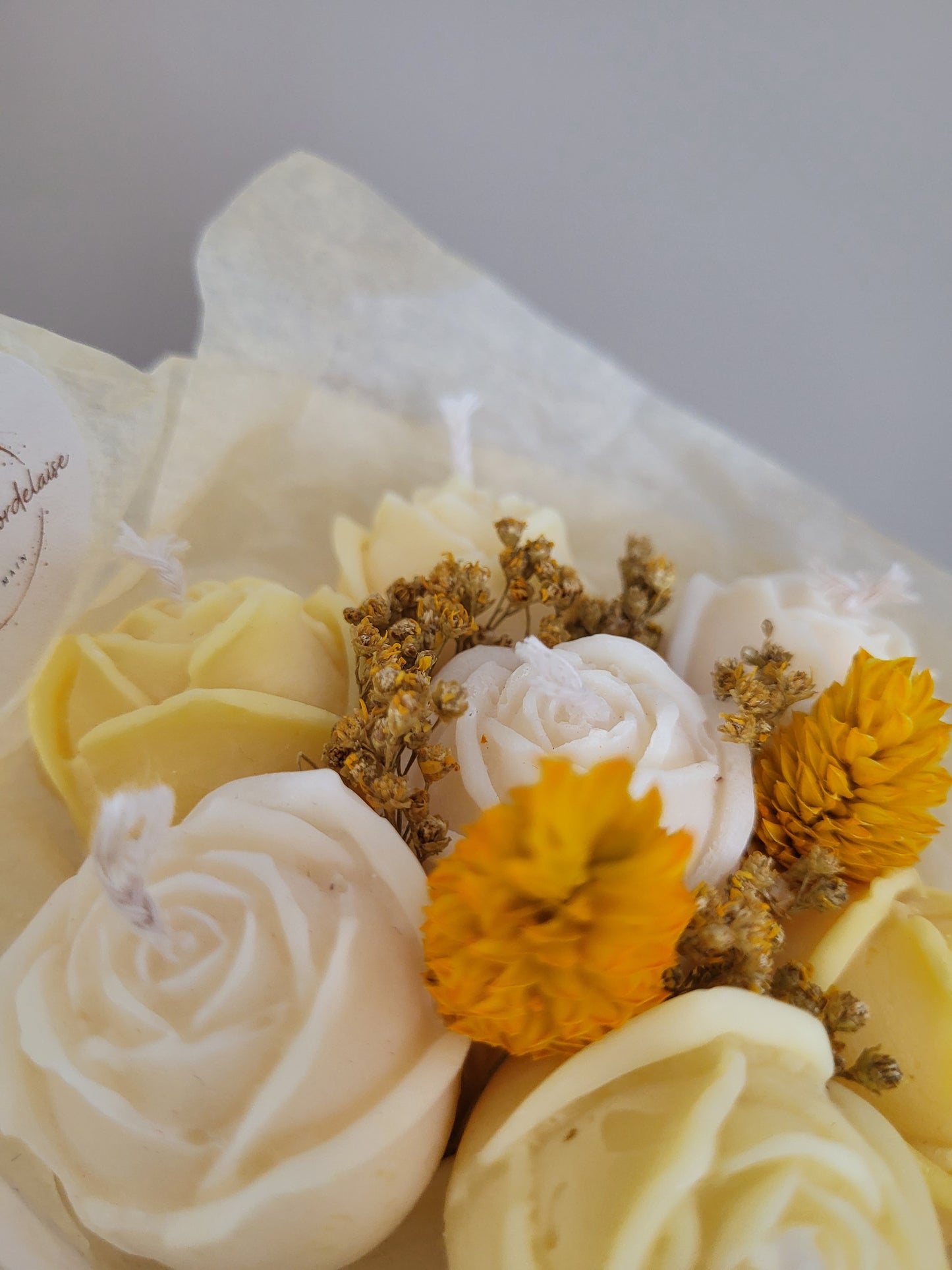 Bouquet 7 roses en bougies