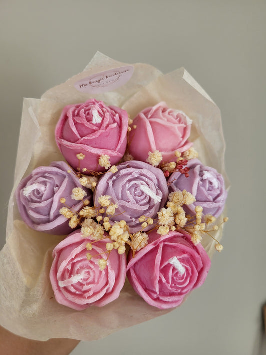 Bouquet 7 roses en bougies