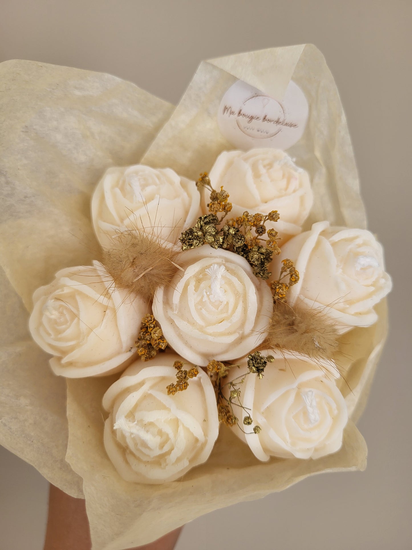 Bouquet 7 roses en bougies