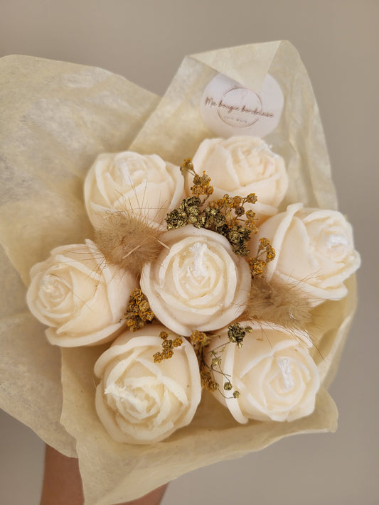 Bouquet 7 roses en bougies