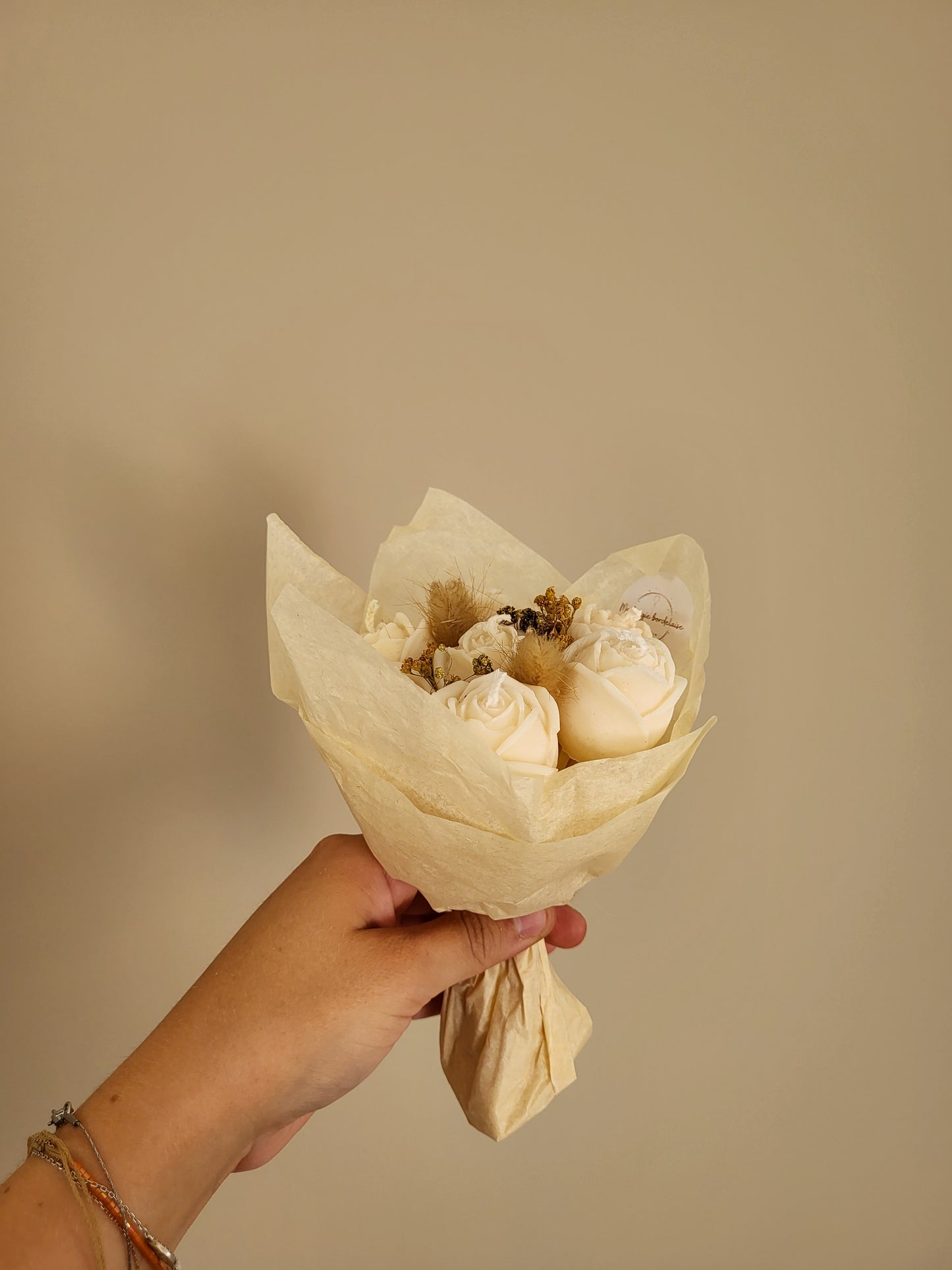 Bouquet 7 roses en bougies