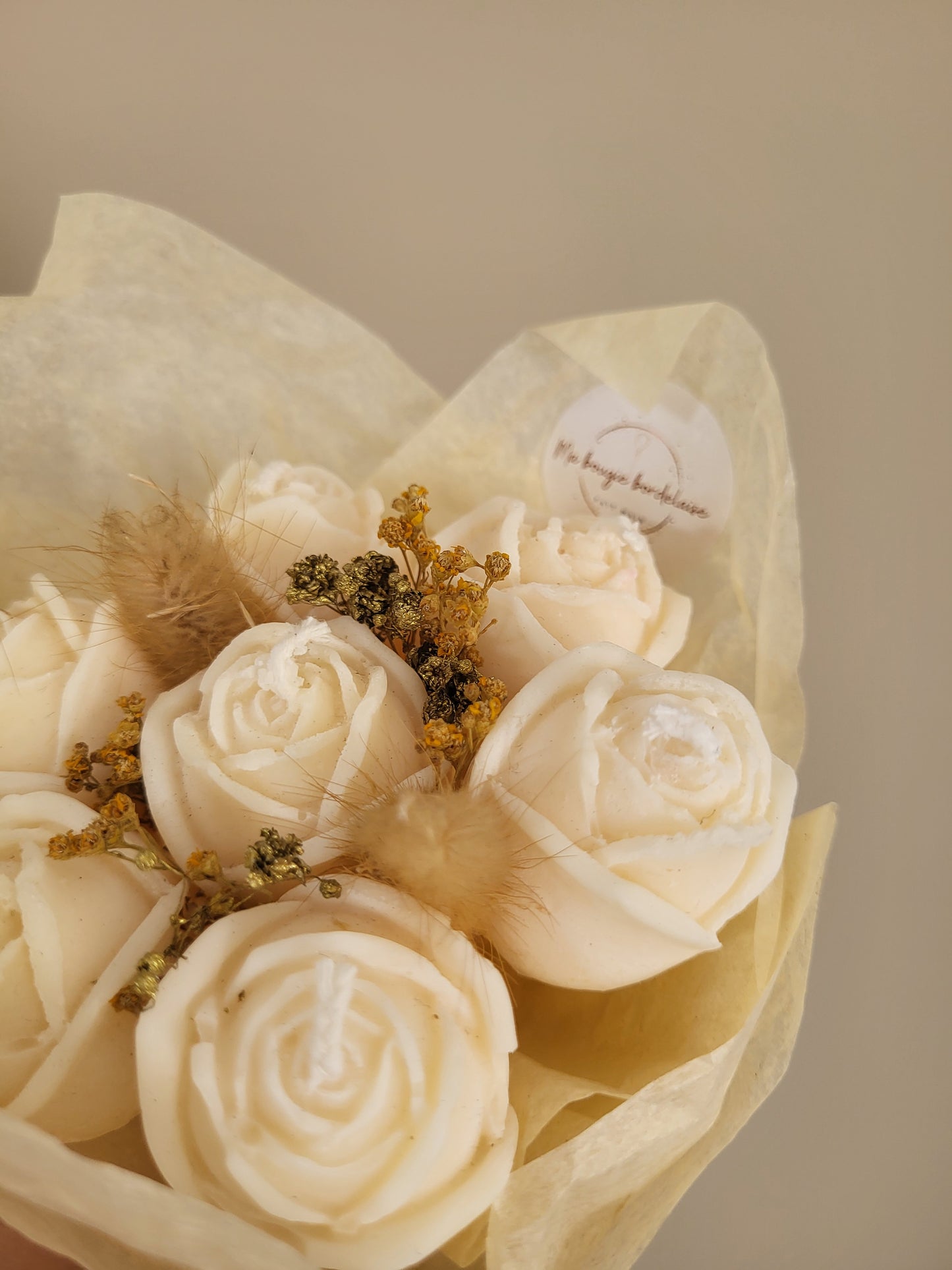 Bouquet 7 roses en bougies
