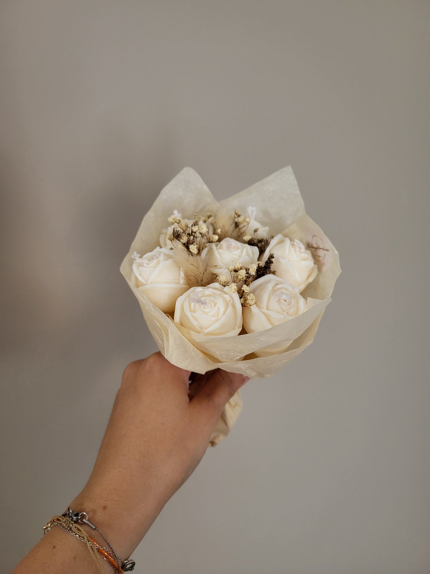 Bouquet 7 roses en bougies