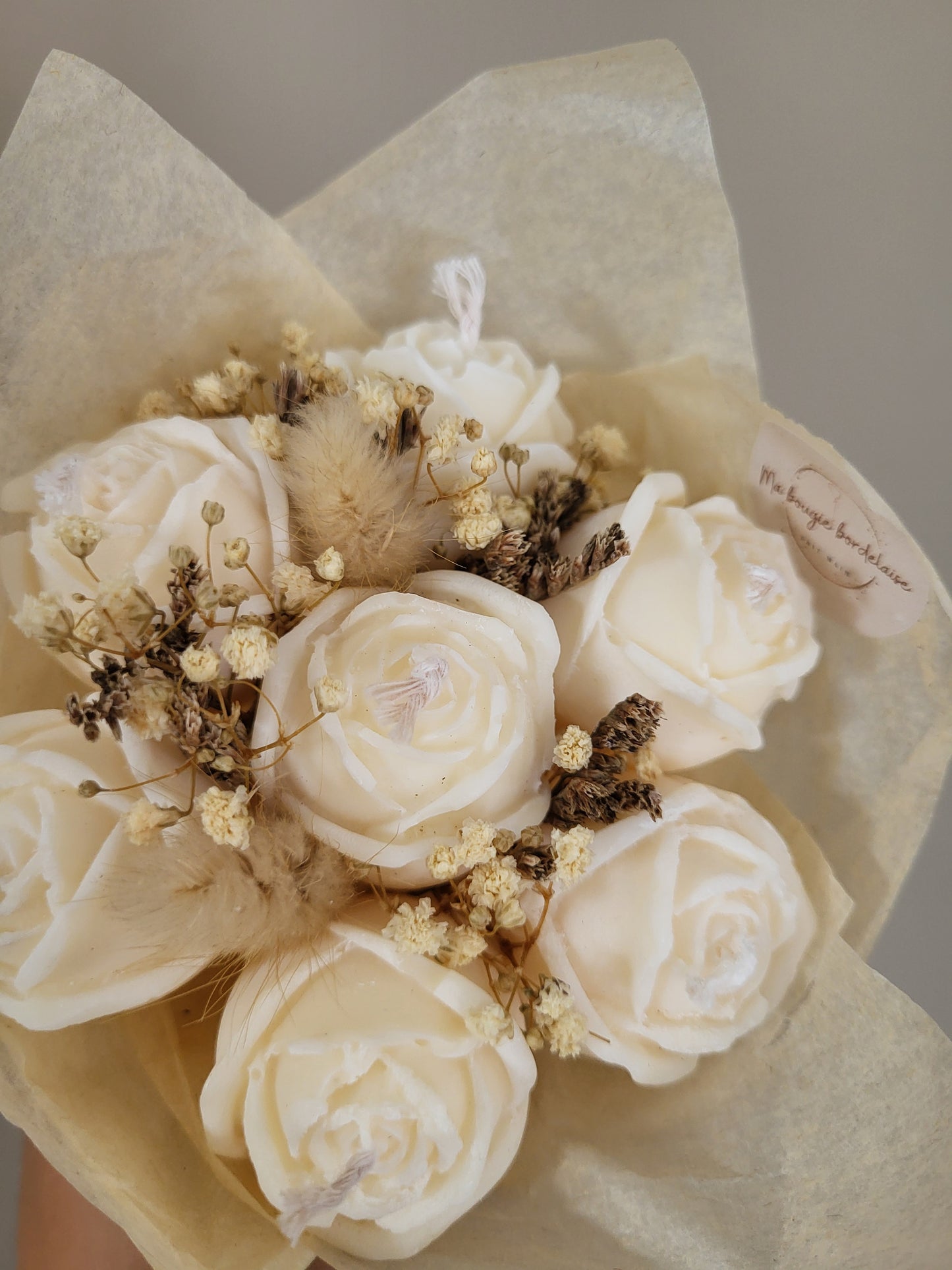 Bouquet 7 roses en bougies