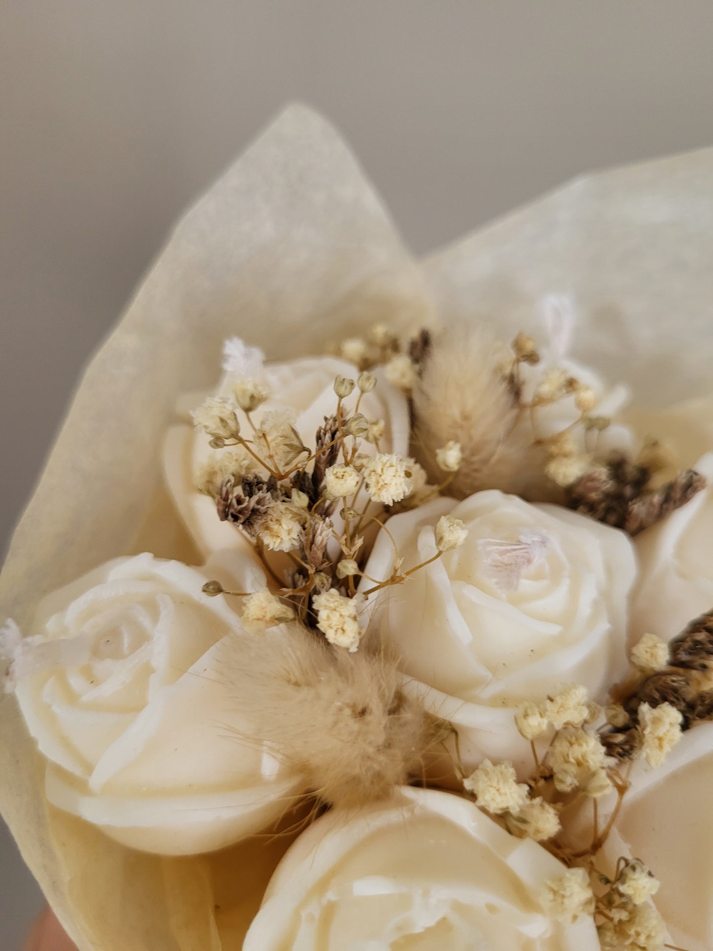 Bouquet 7 roses en bougies