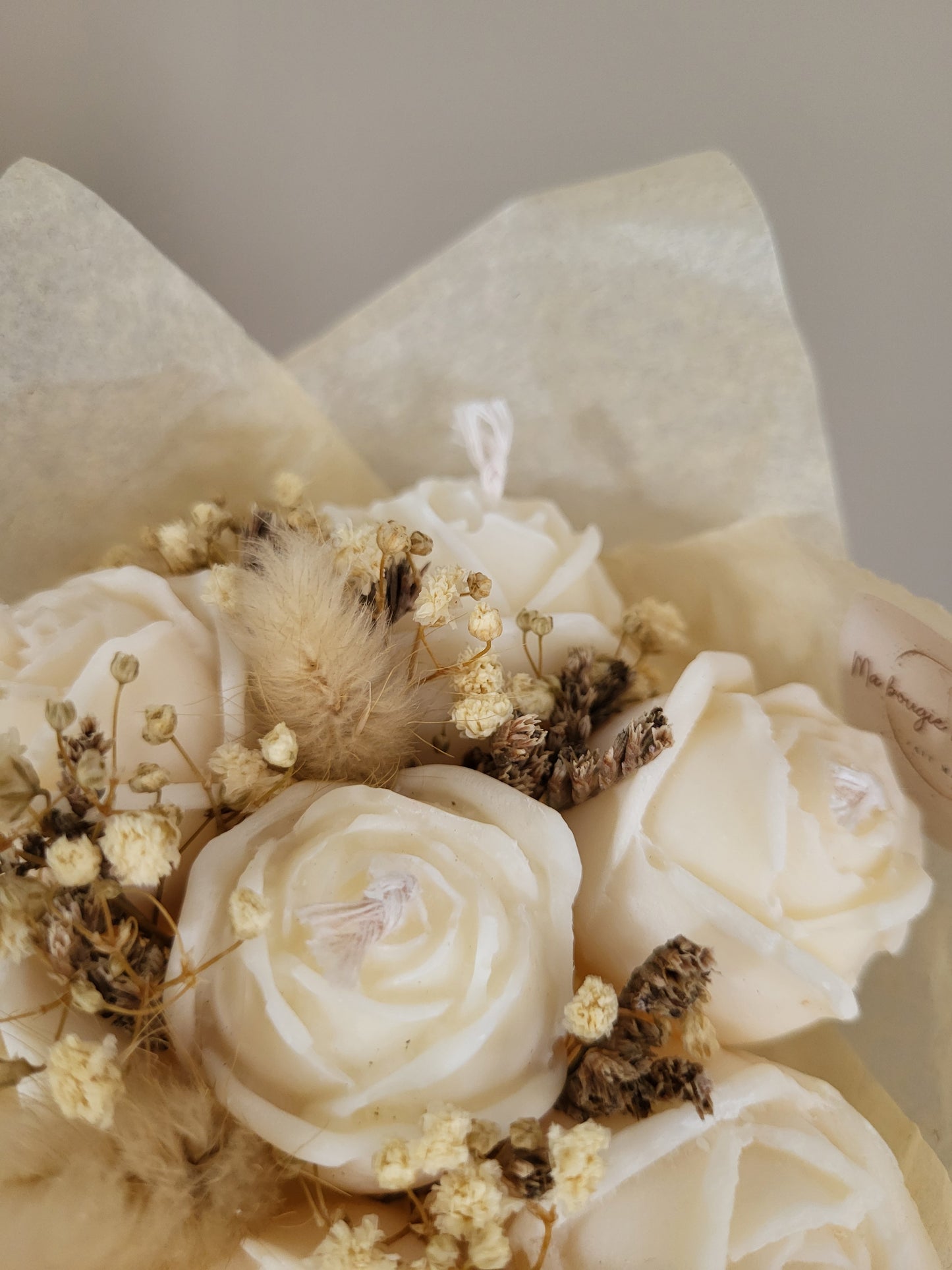 Bouquet 7 roses en bougies