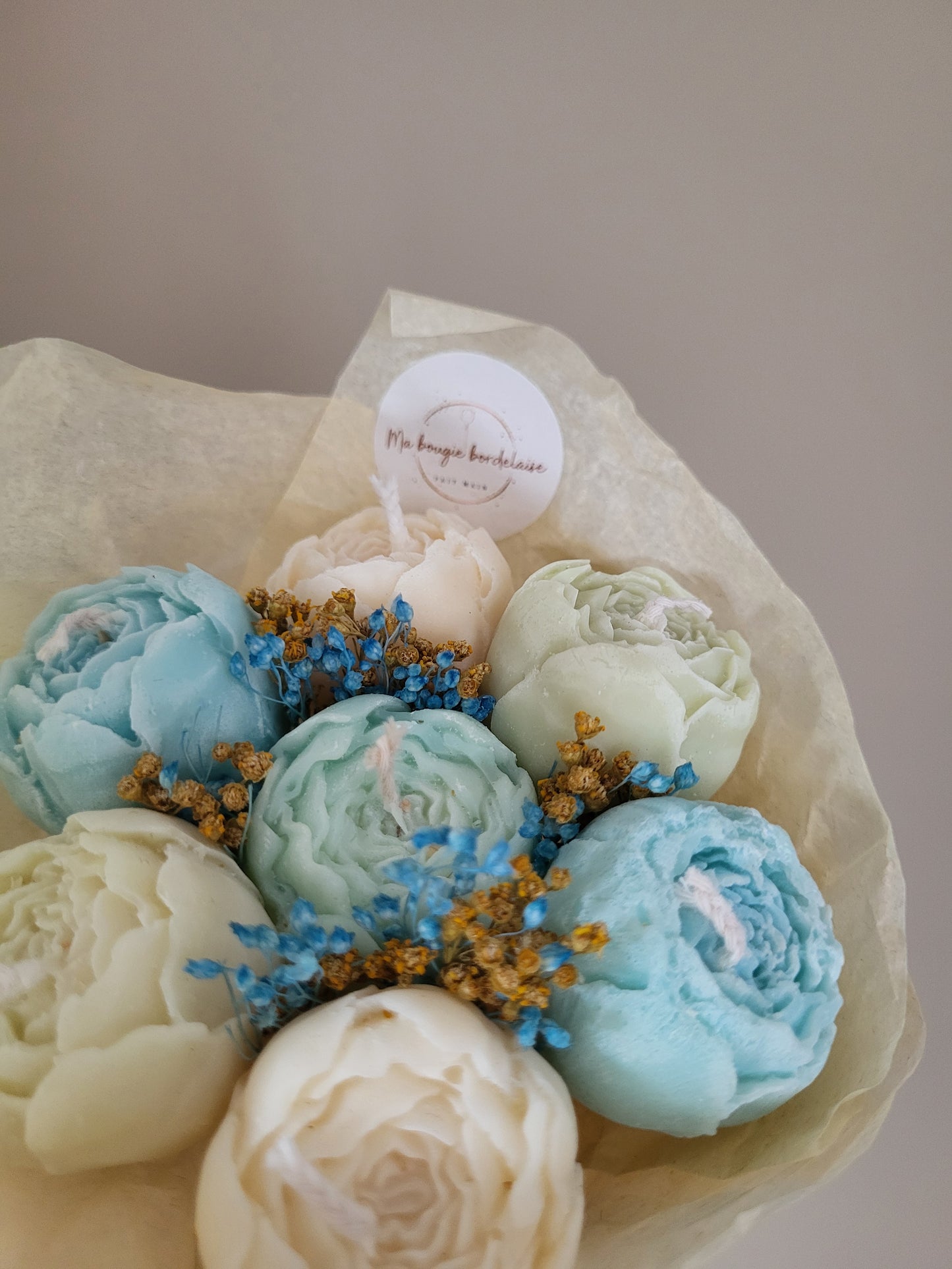 Bouquet de pivoines en bougies