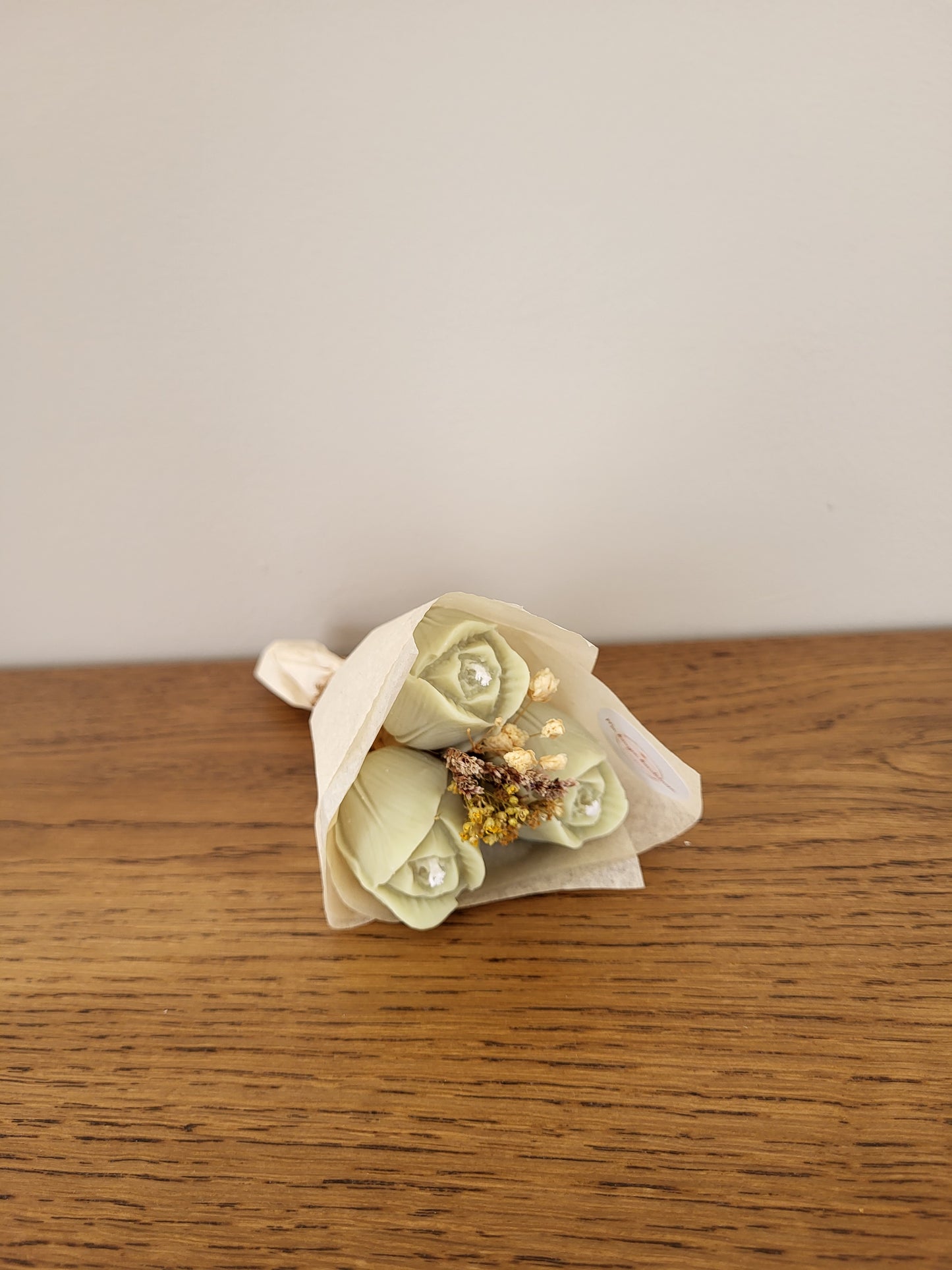 Bouquet de 3 tulipes en bougies - taille S (vert)