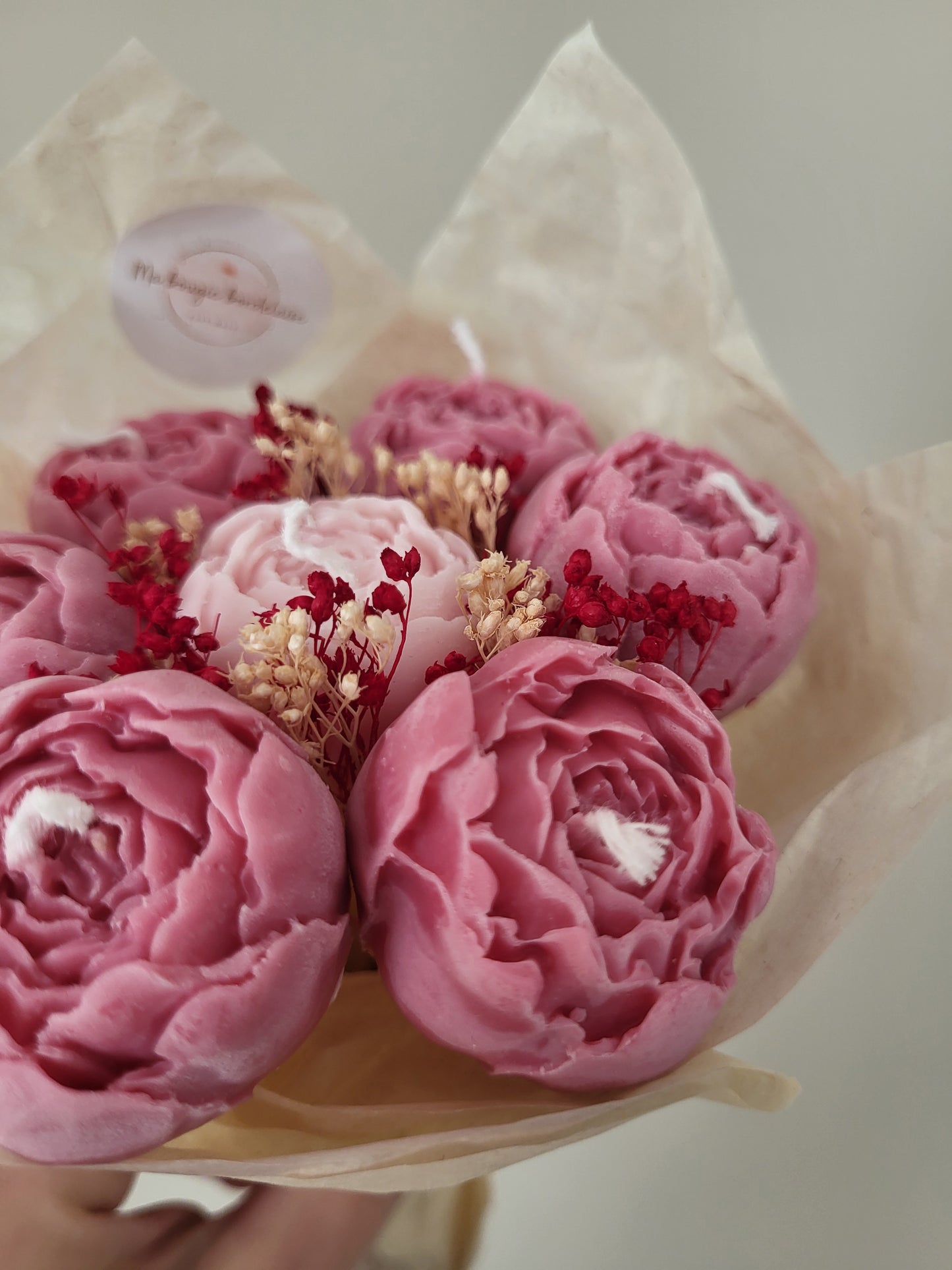 Bougie fleurie artisanale - Bouquet Valentina