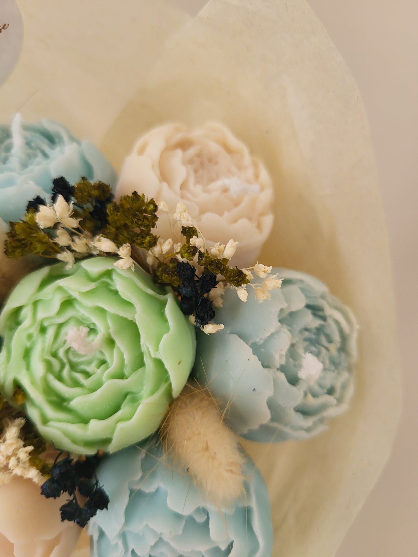 Bouquet de pivoines en bougie fait main