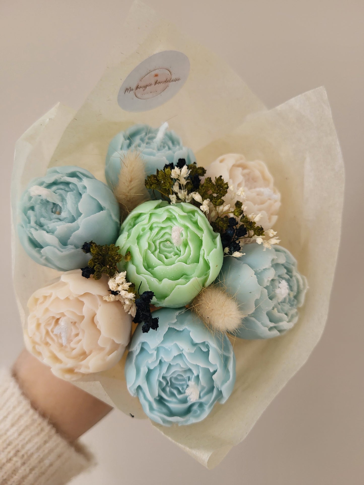 Bouquet de pivoines en bougie fait main