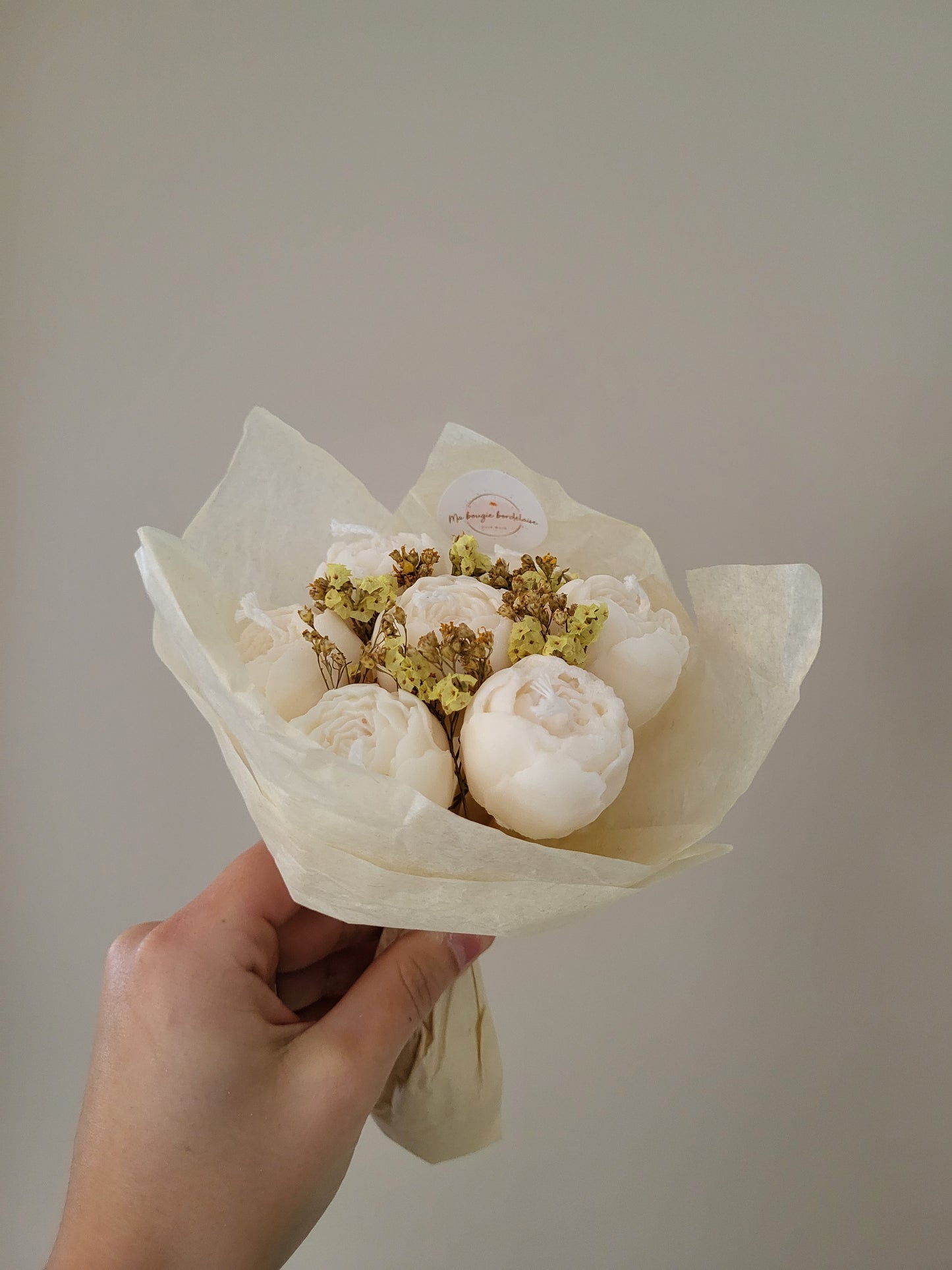 Bouquet de pivoines en bougie artisanale
