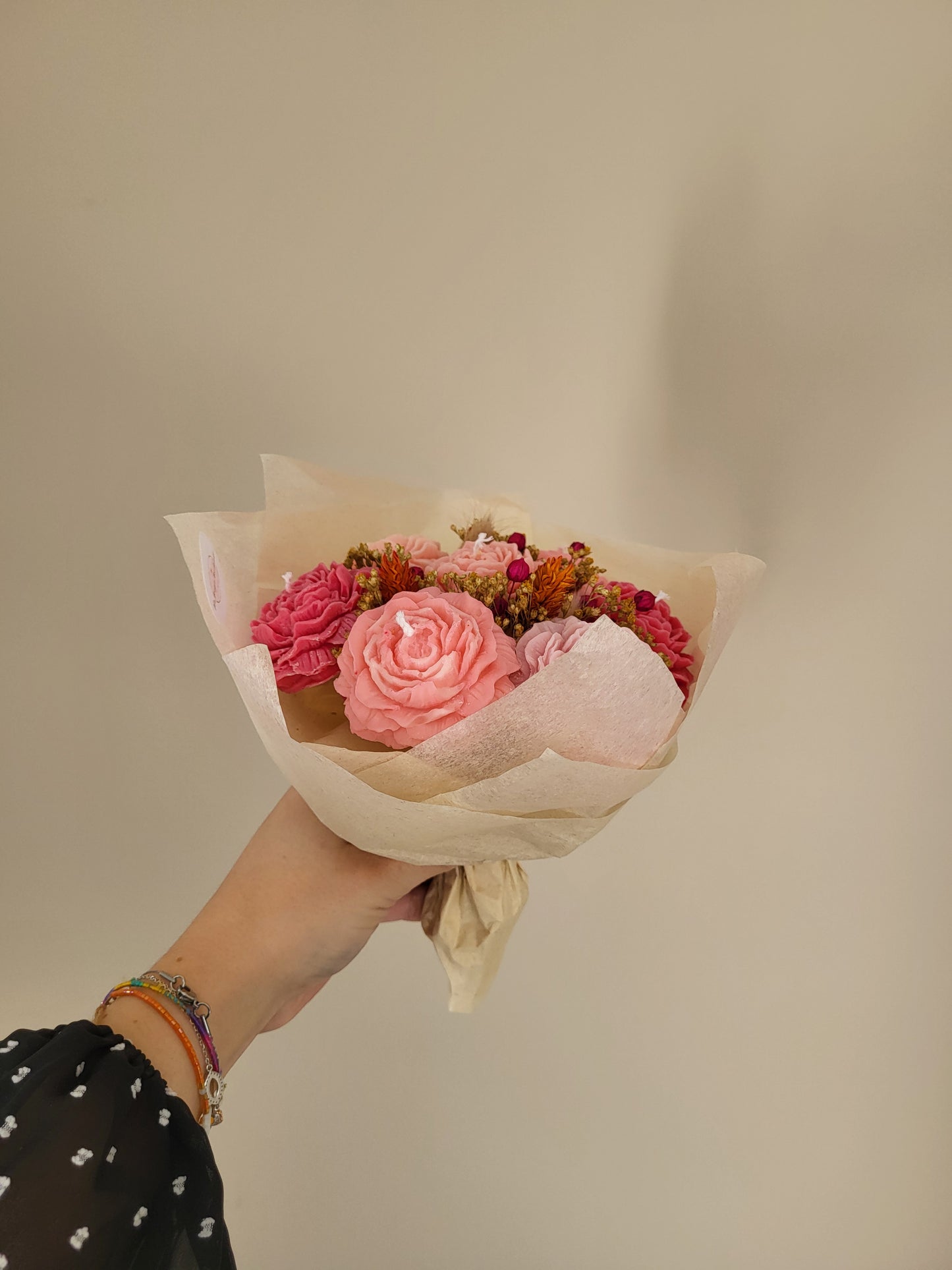 Bouquet de fleurs en bougies artisanale - Bouquet de pivoines Jour 5