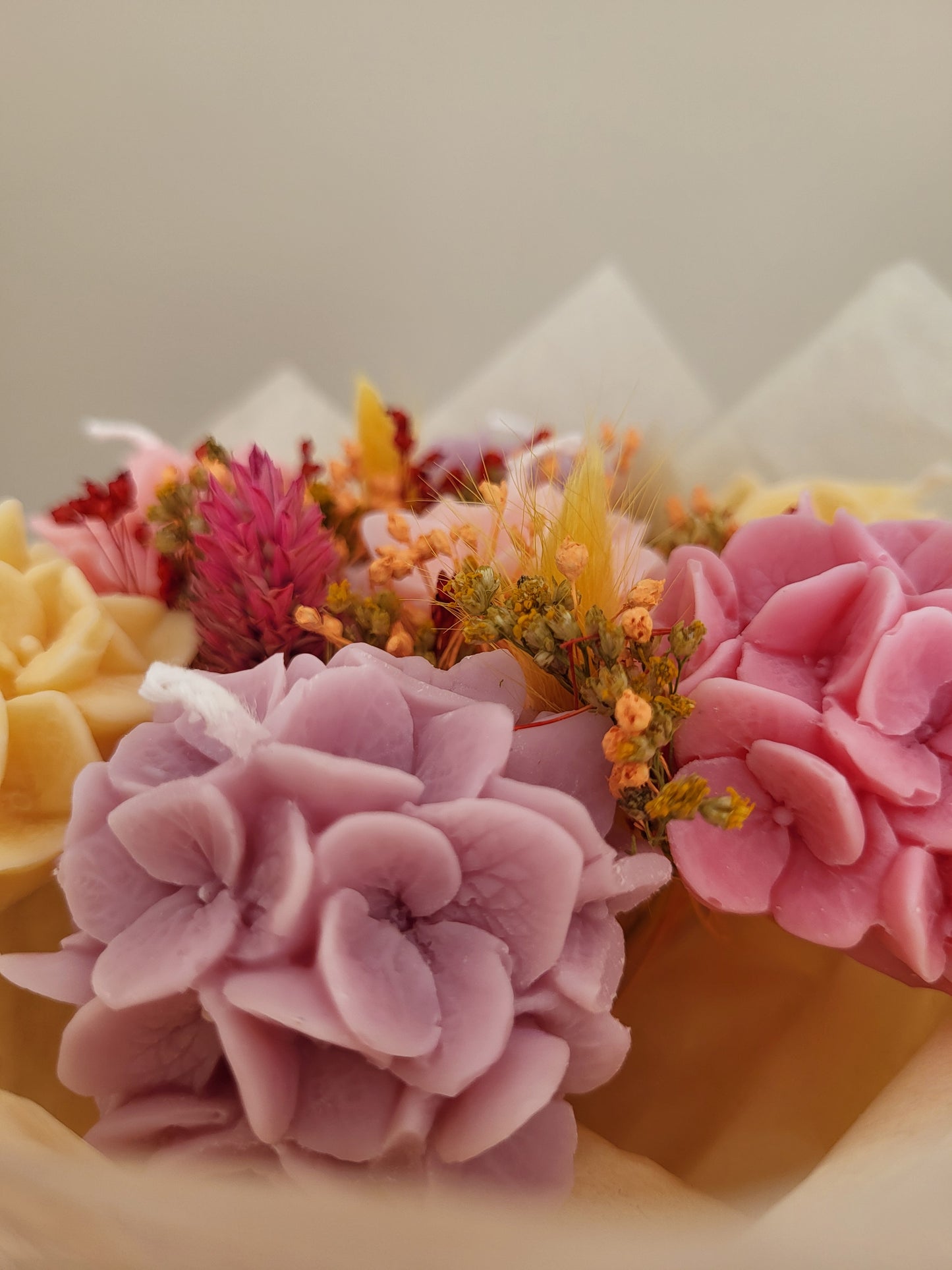 Gros bouquet d'hortensias en bougies - taille M