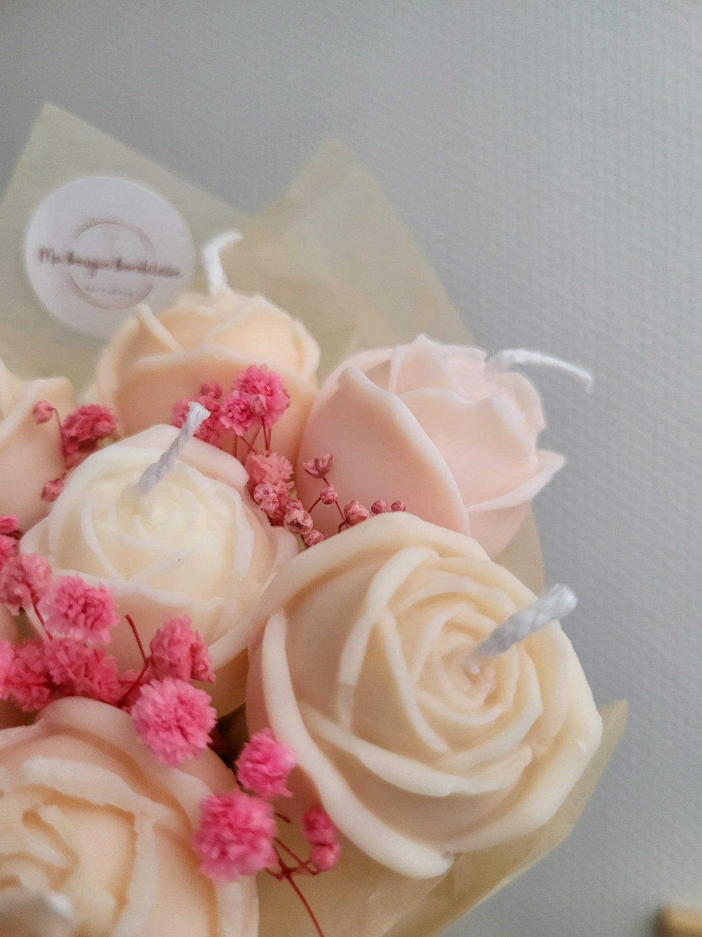 Bouquet 7 roses en bougies