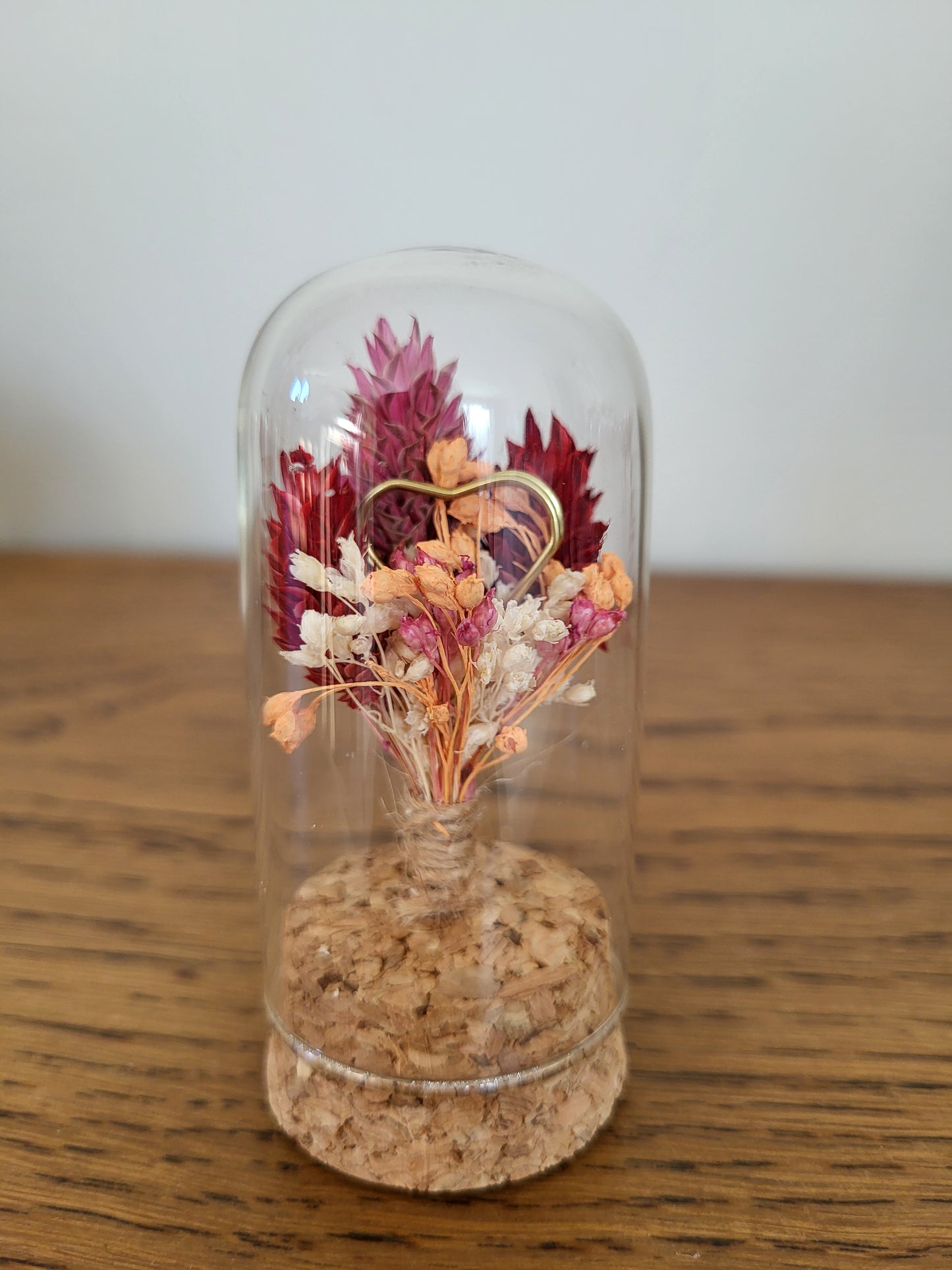 Cloche de fleurs séchées – Création artisanale Saint-Valentin