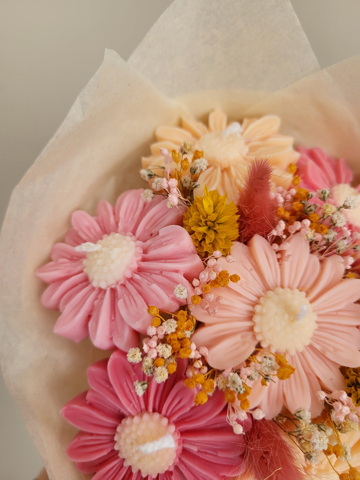 Gros bouquet de 7 marguerites en bougies