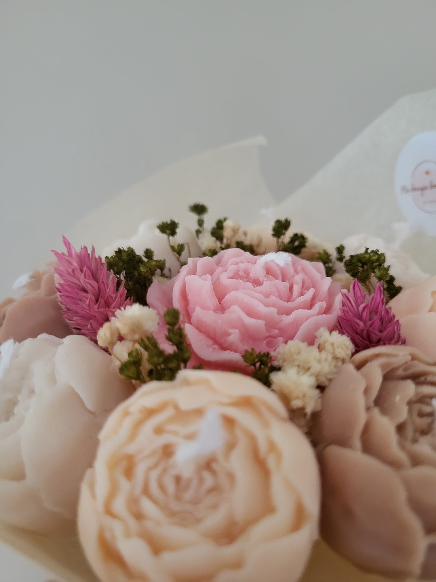 Bouquet de bougies artisanale - Bouquet de pivoines