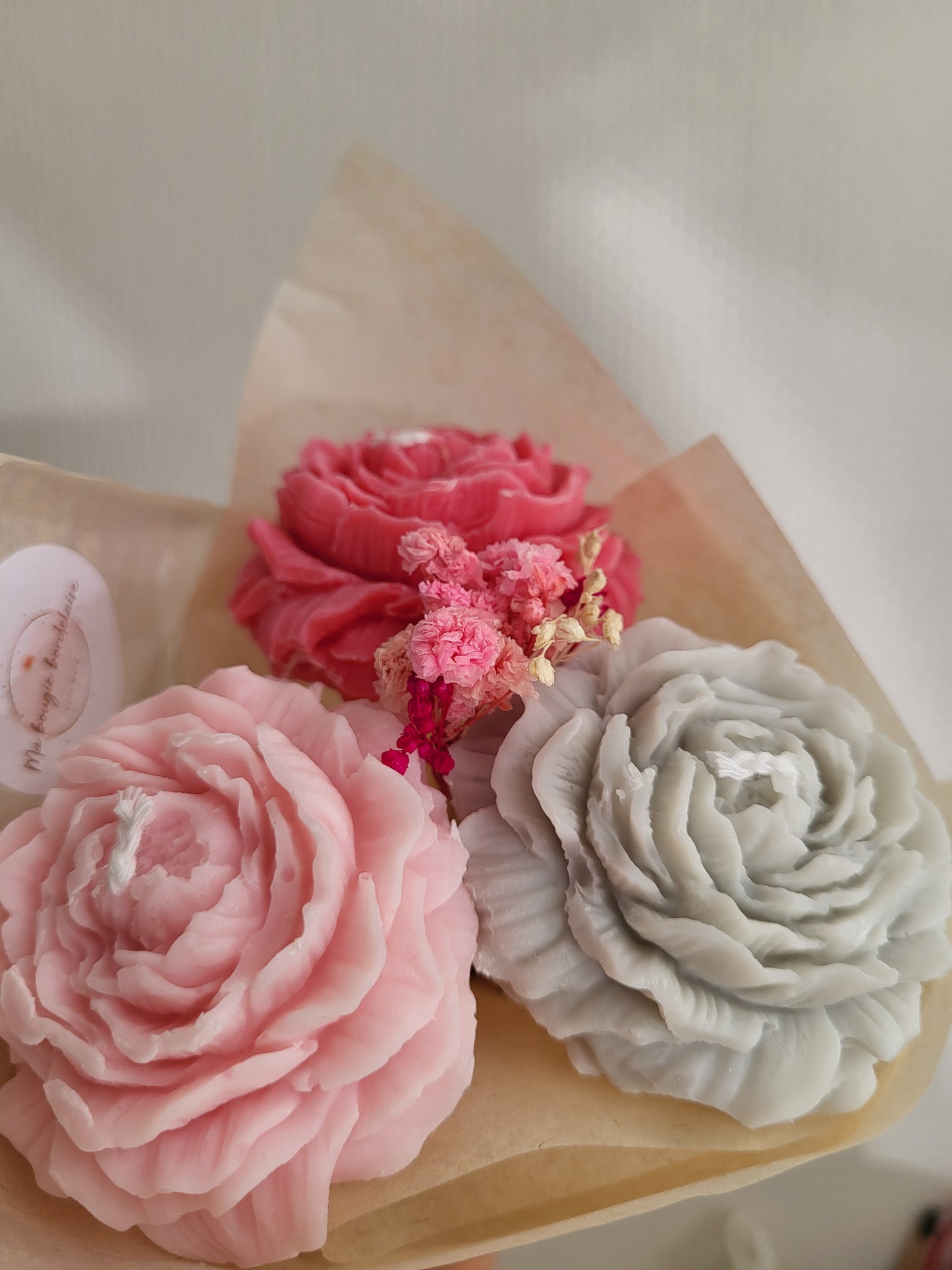 Bougie décorative - Bouquet de pivoines
