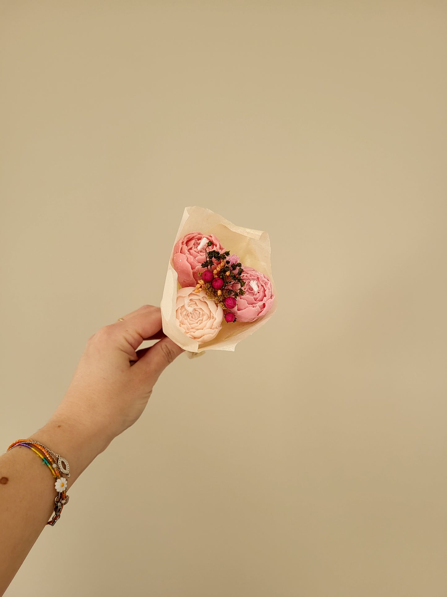 Bougie décorative - Bouquet de pivoines jour 7