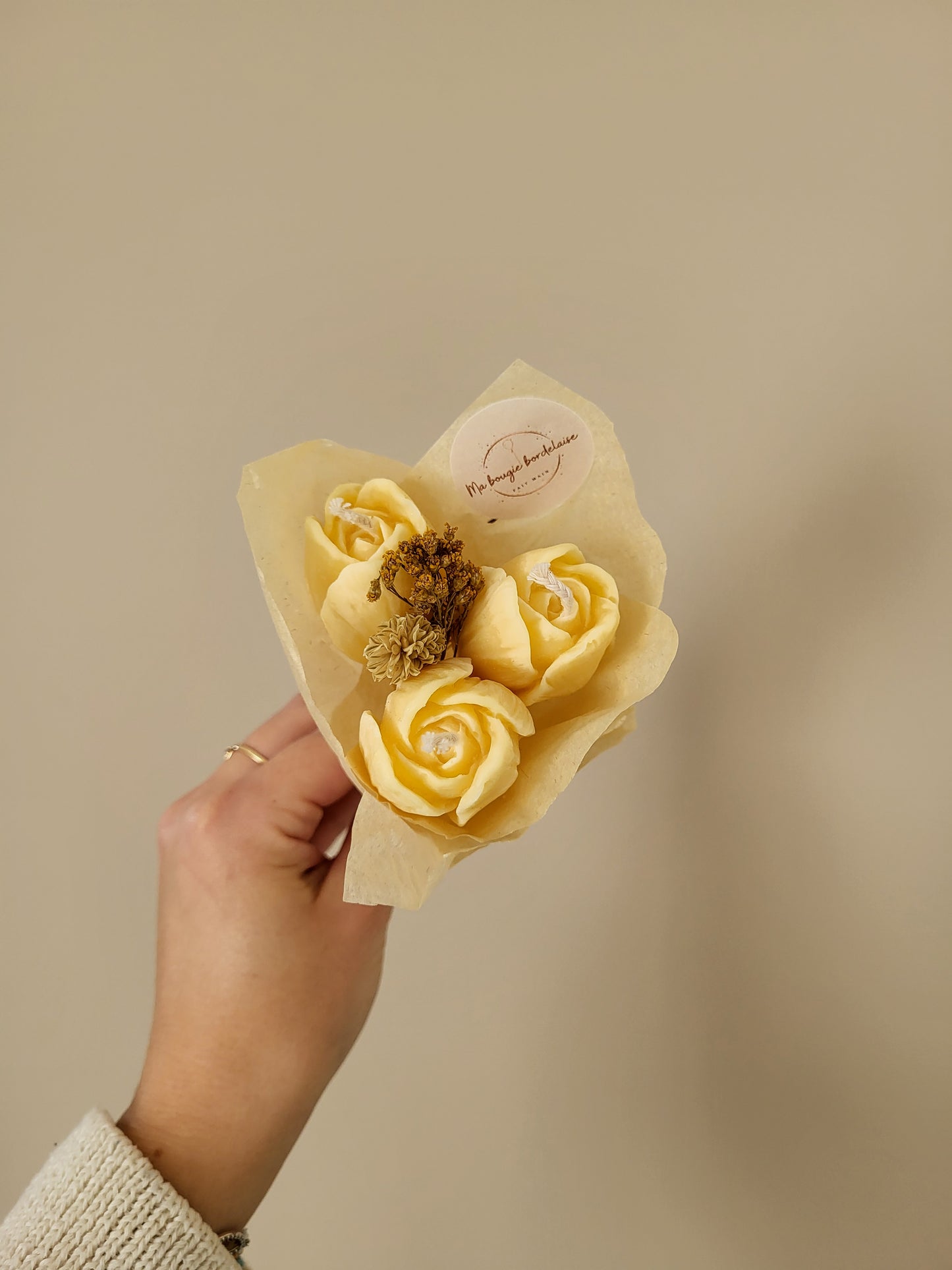 Bouquet de 3 tulipes en bougies - taille S (jaune)