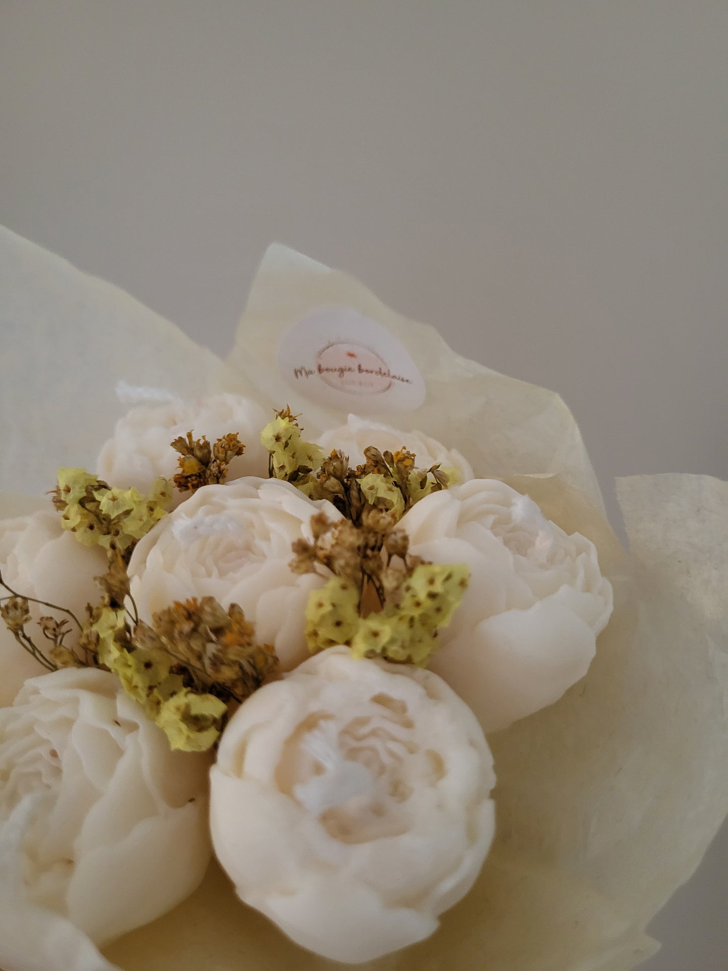 Bouquet de pivoines en bougie artisanale