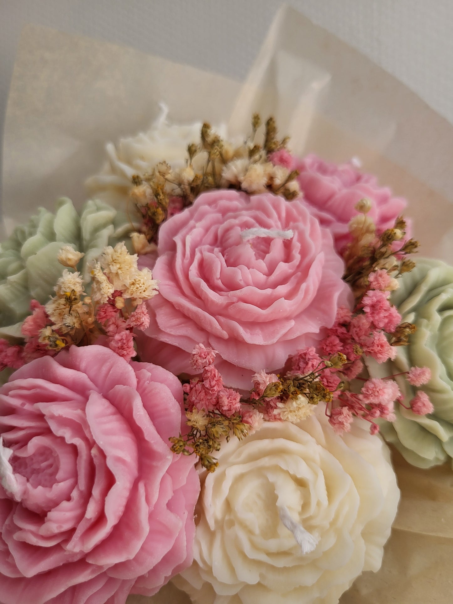 Bouquet de pivoines en bougies