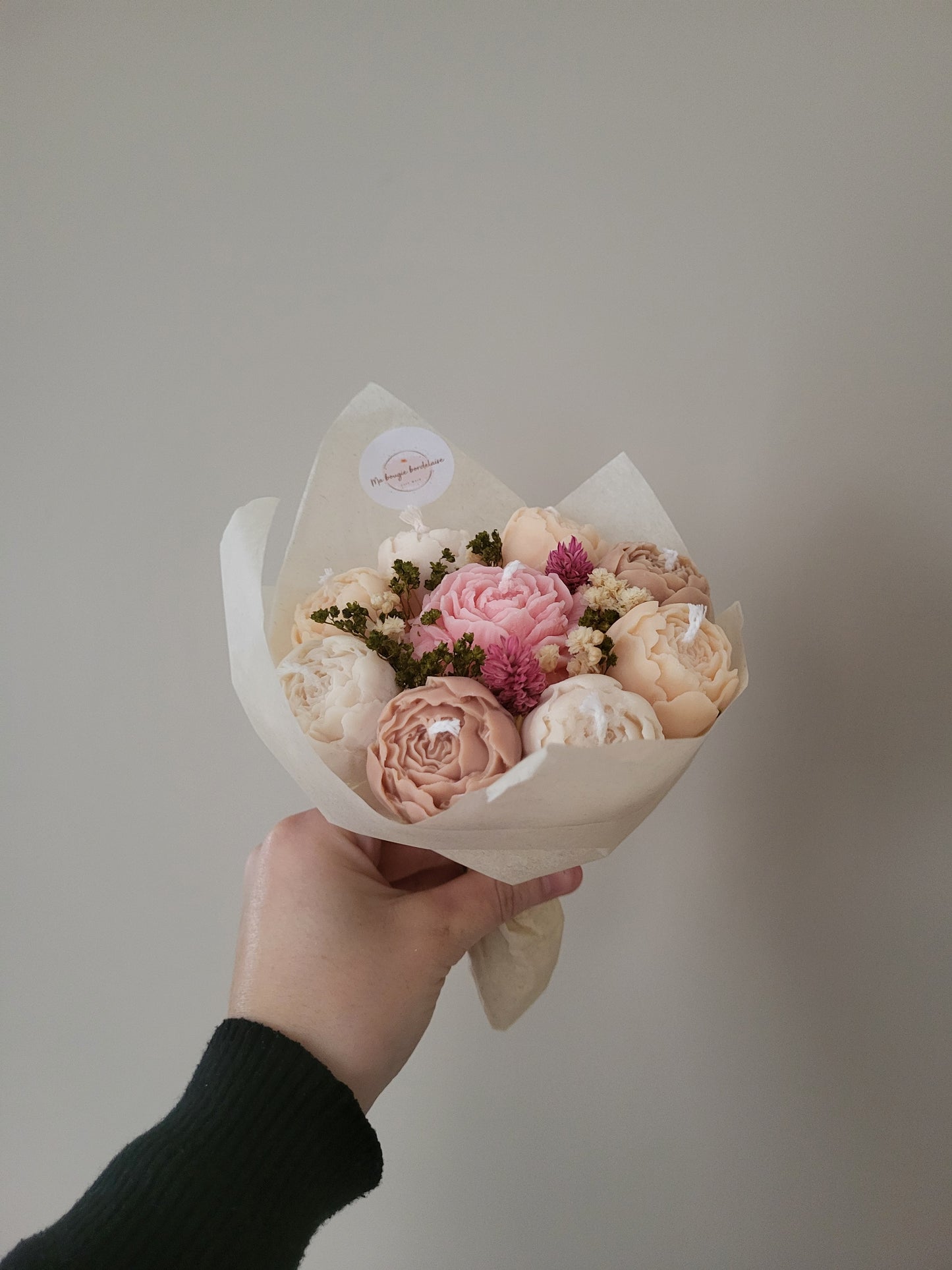 Bouquet de bougies artisanale - Bouquet de pivoines