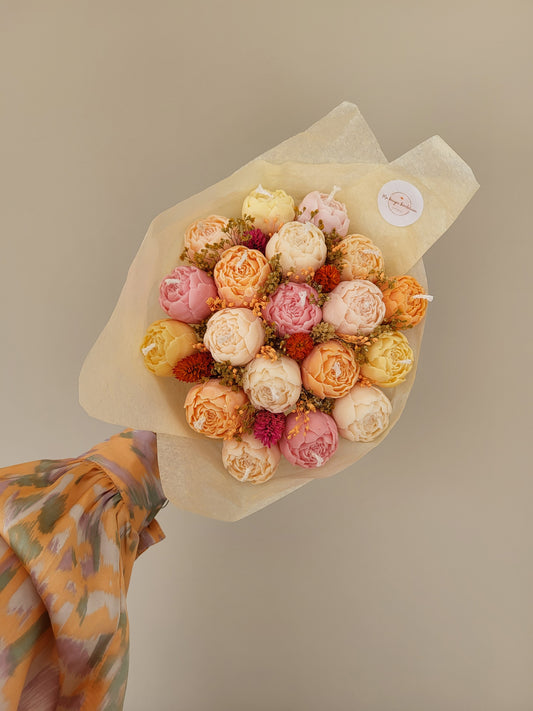 Gros bouquet de pivoines en bougies (taille S) - bouquet de mariée