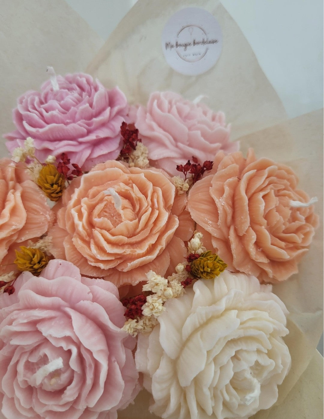 Bougie décorative - Bouquet de pivoines