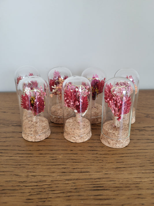 Cloche de fleurs séchées – Création artisanale Saint-Valentin