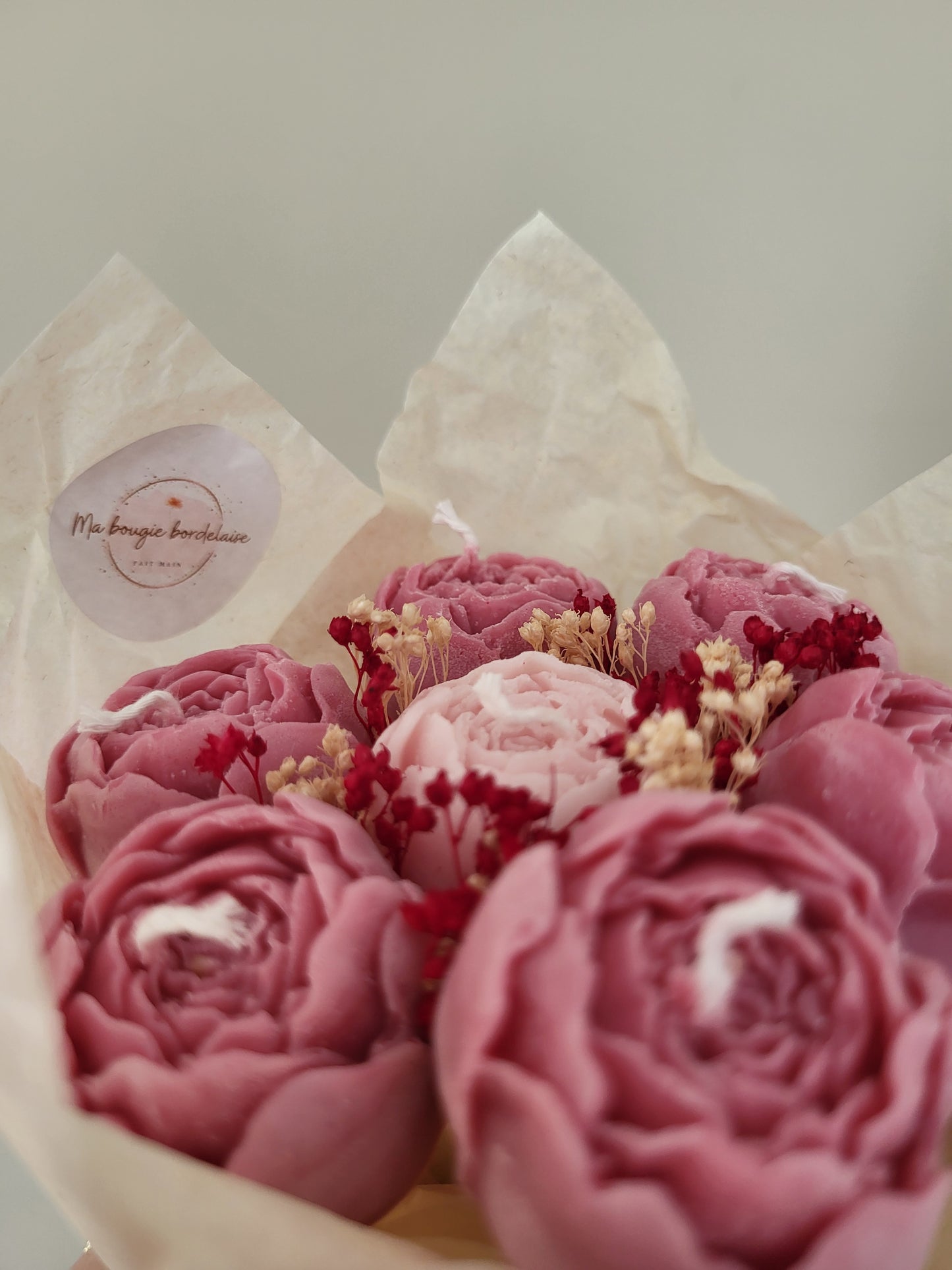 Bougie fleurie artisanale - Bouquet Valentina