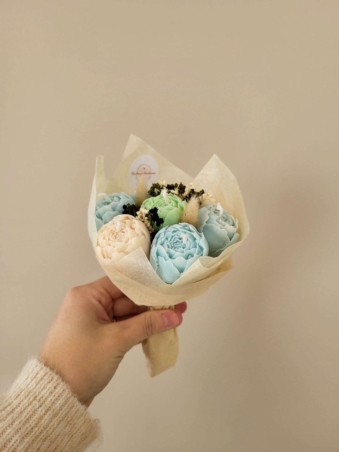 Bouquet de pivoines en bougie fait main