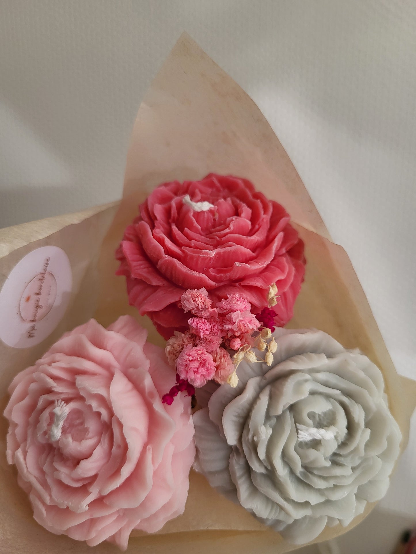 Bougie décorative - Bouquet de pivoines