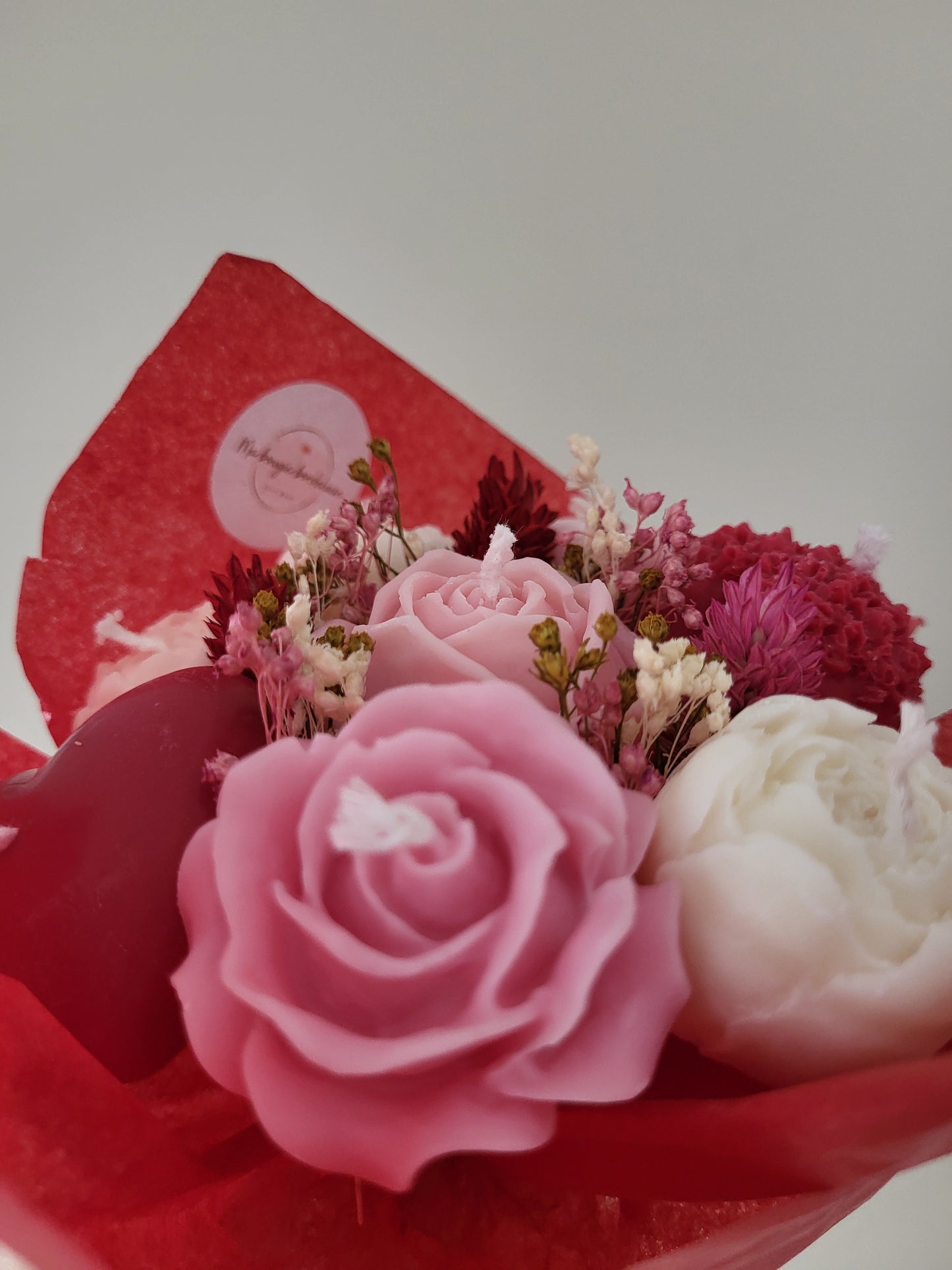 Bougie fleurie artisanale - Bouquet Love