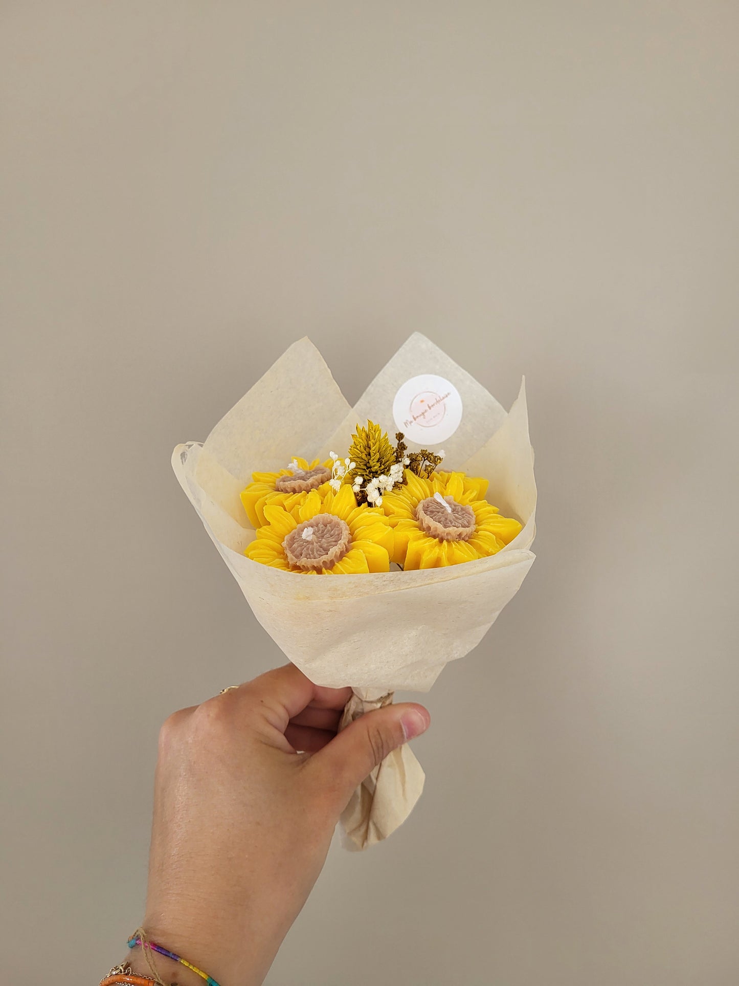 Bouquet de 4 tournesols en bougies