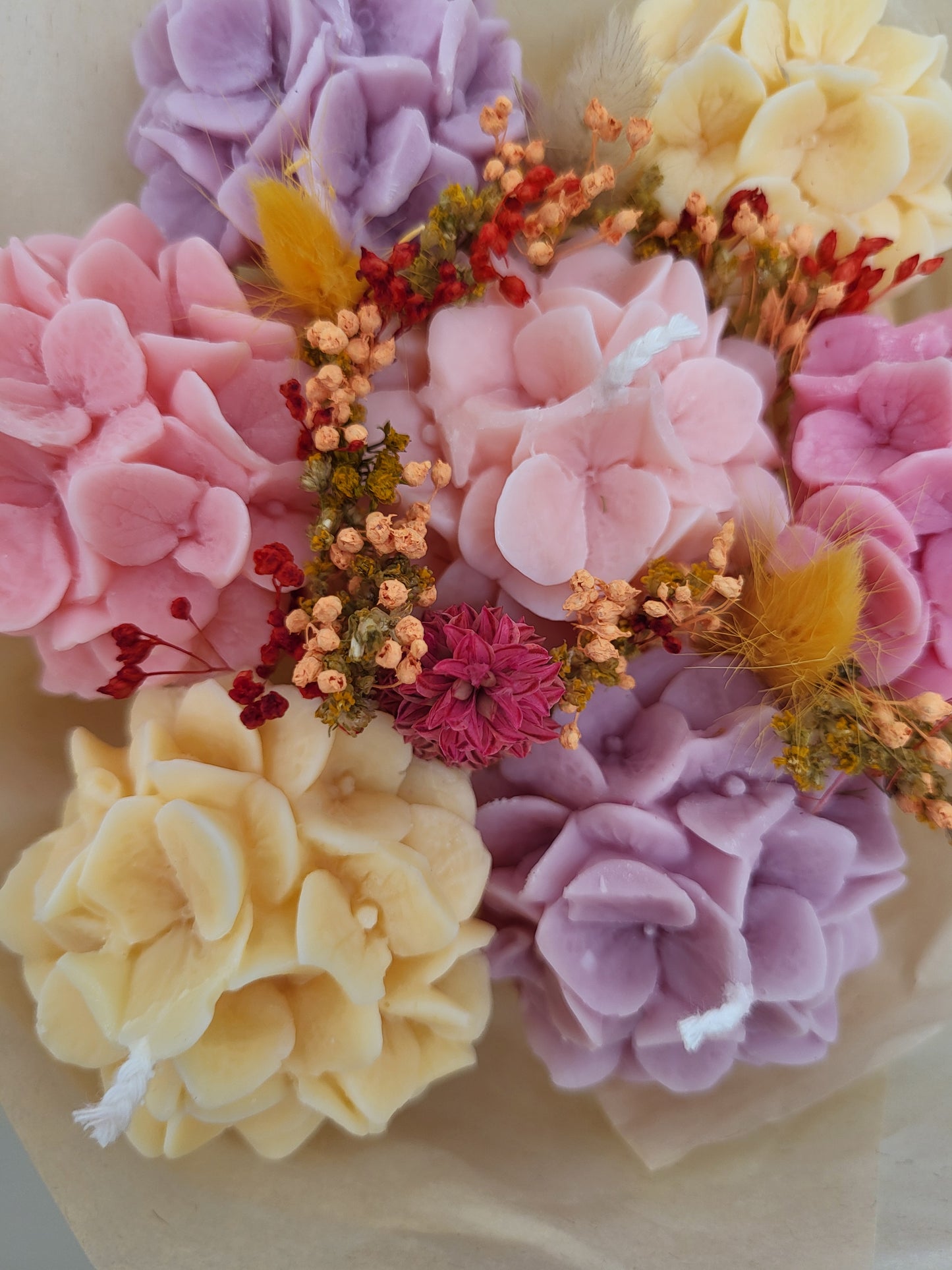 Gros bouquet d'hortensias en bougies - taille M