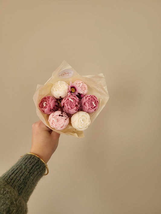 Bougie fleurie artisanale - Bouquet Carmen